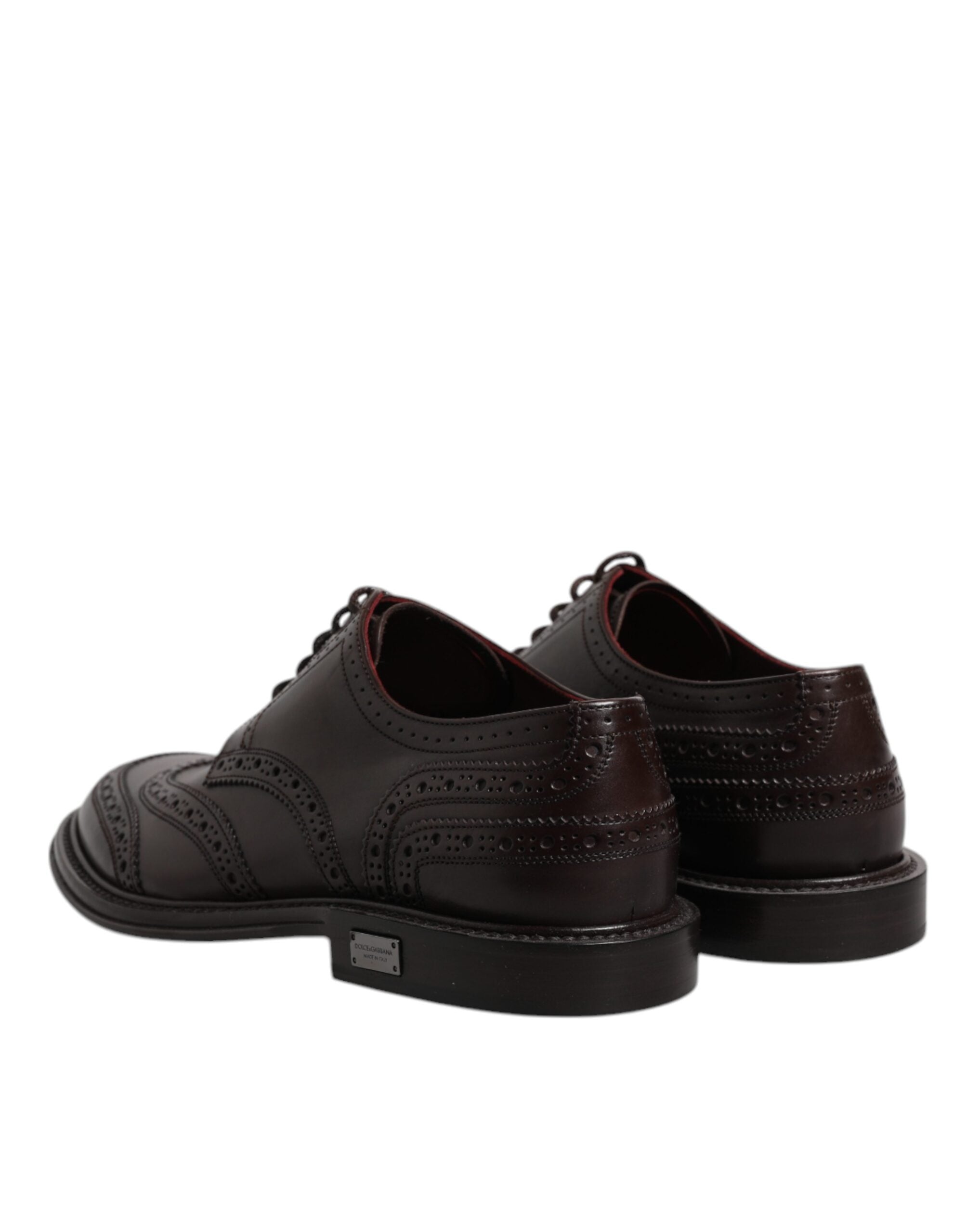 Chaussures habillées Dolce &amp; Gabbana Derby en cuir marron à lacets et bout golf