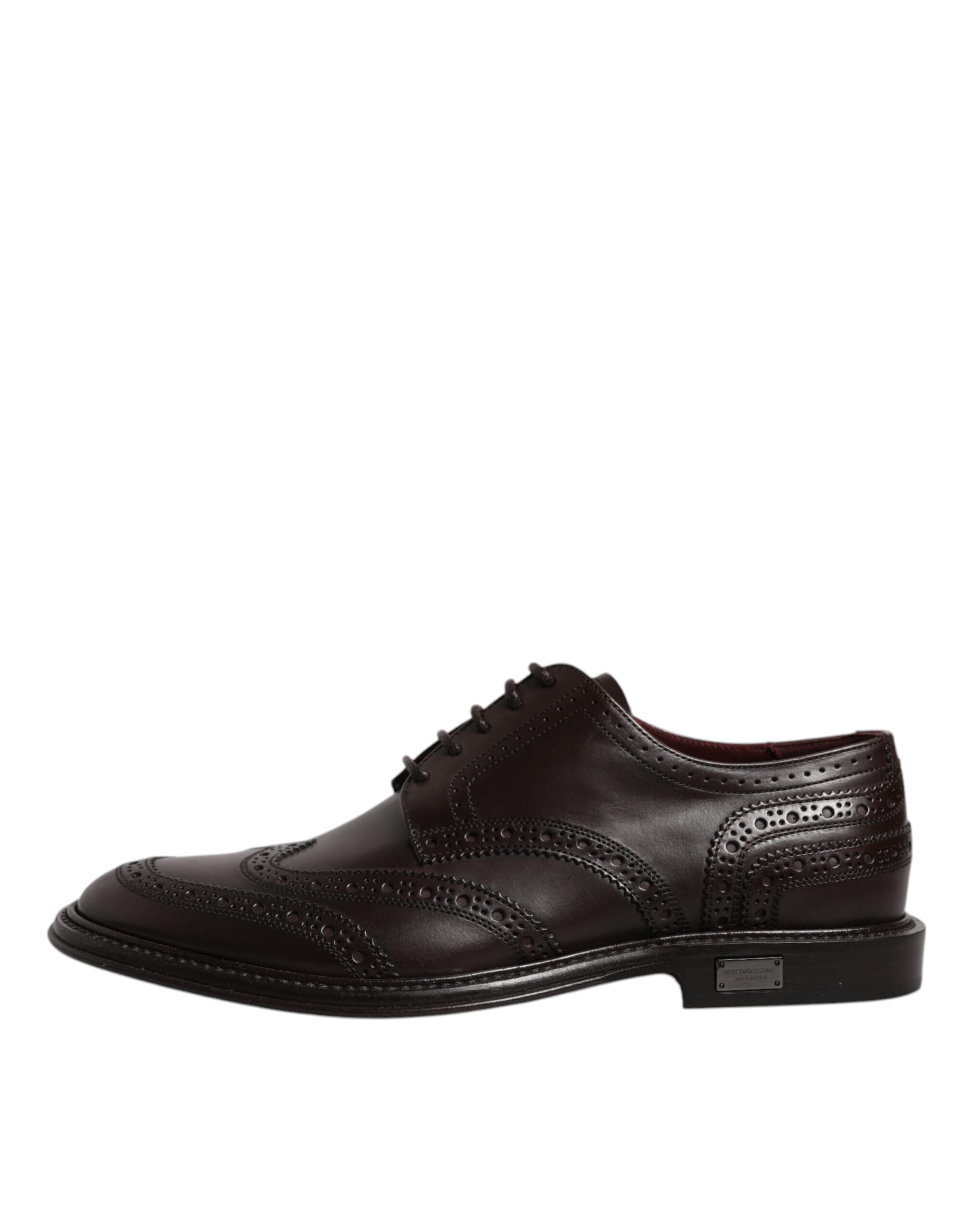 Chaussures habillées Dolce &amp; Gabbana Derby en cuir marron à lacets et bout golf