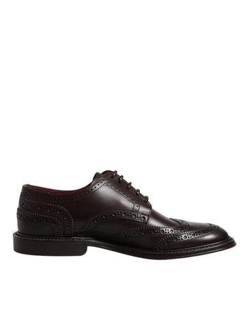 Chaussures habillées Dolce &amp; Gabbana Derby en cuir marron à lacets et bout golf