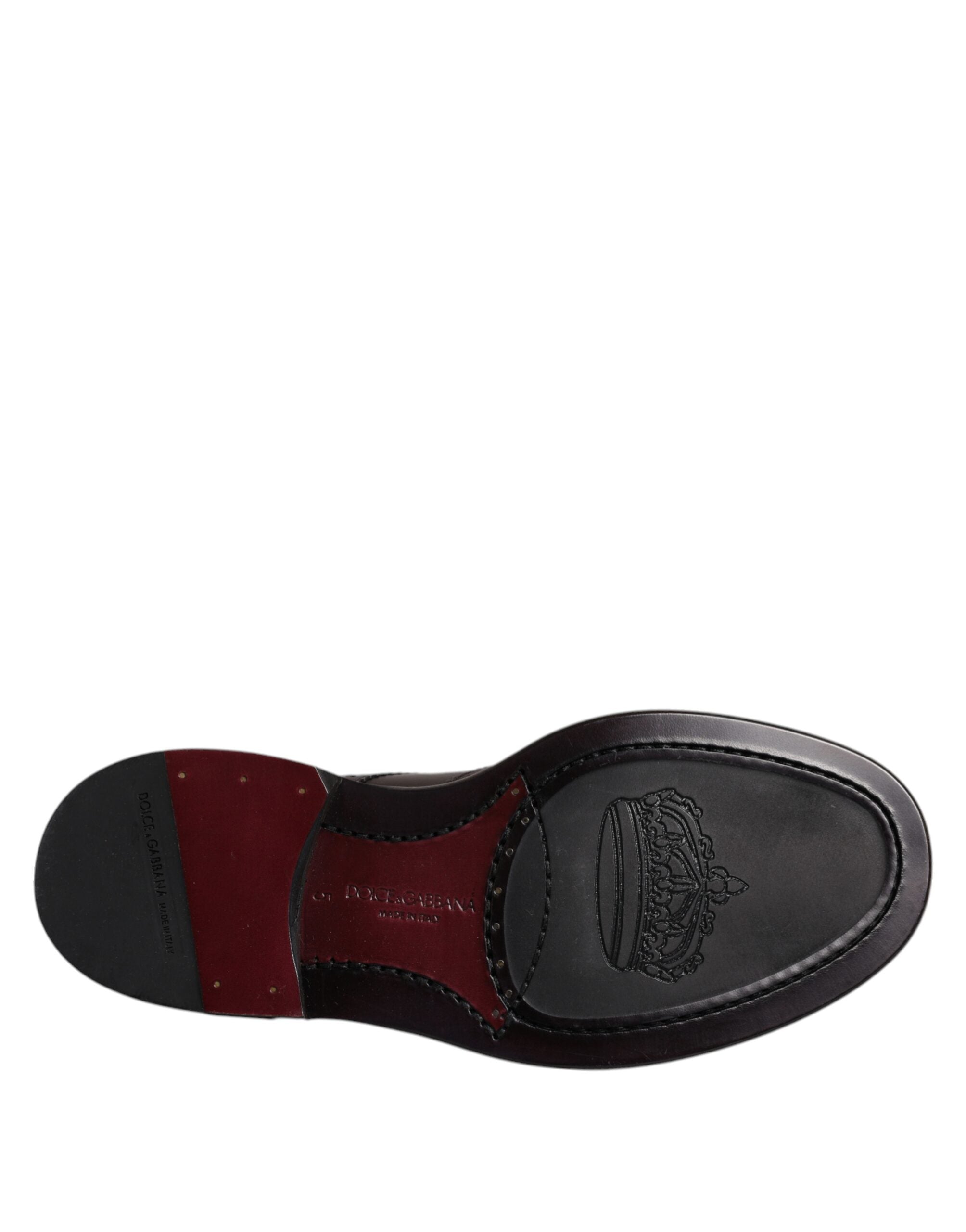 Chaussures habillées Dolce &amp; Gabbana Derby en cuir marron à lacets et bout golf