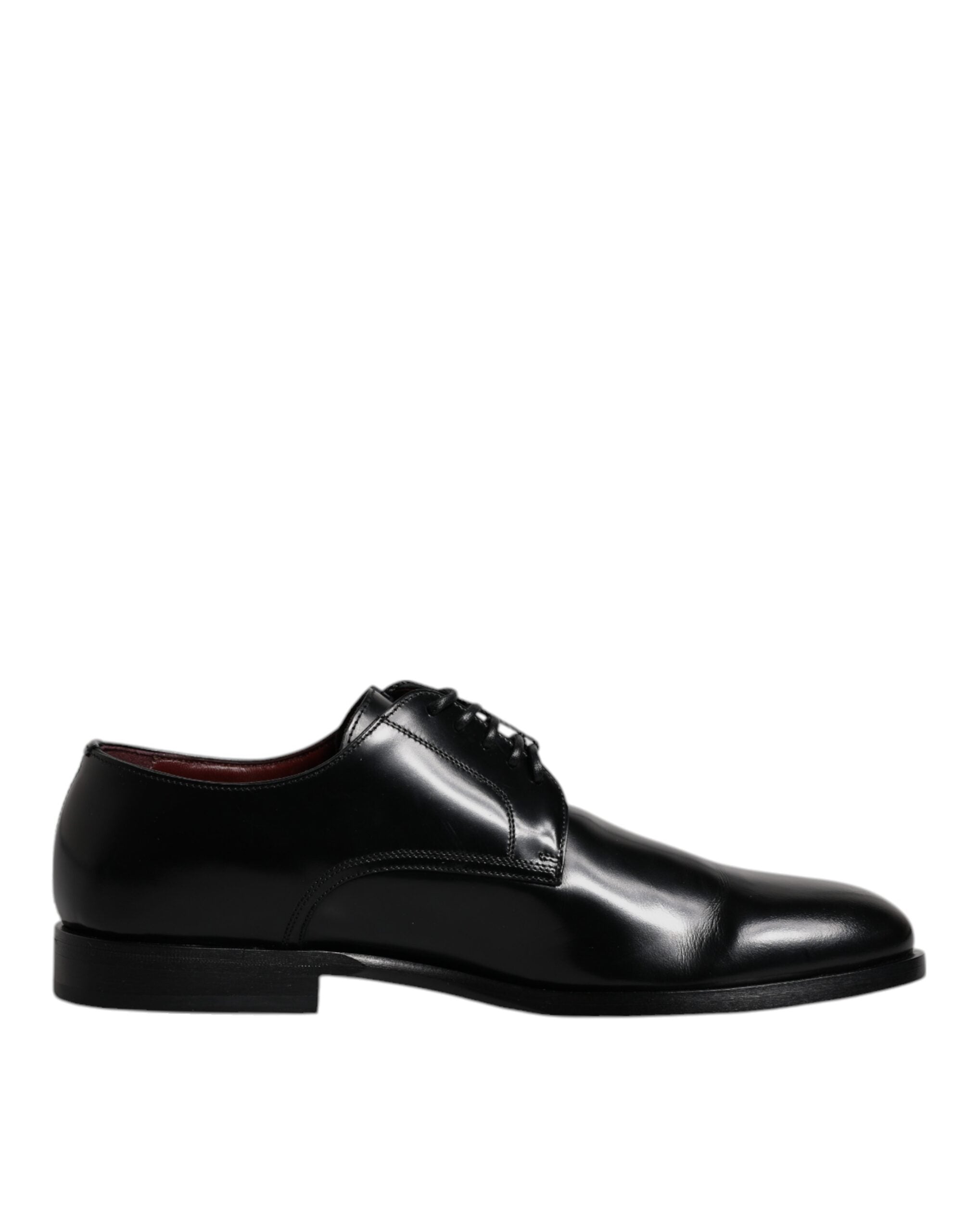 Dolce &amp; Gabbana Black Calfskin Leather Derby Lace Up Formal Dress Shoes
