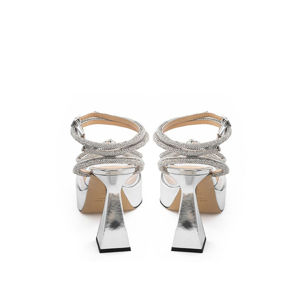 Sandales à plateforme en cuir gris MACH &amp; MACH