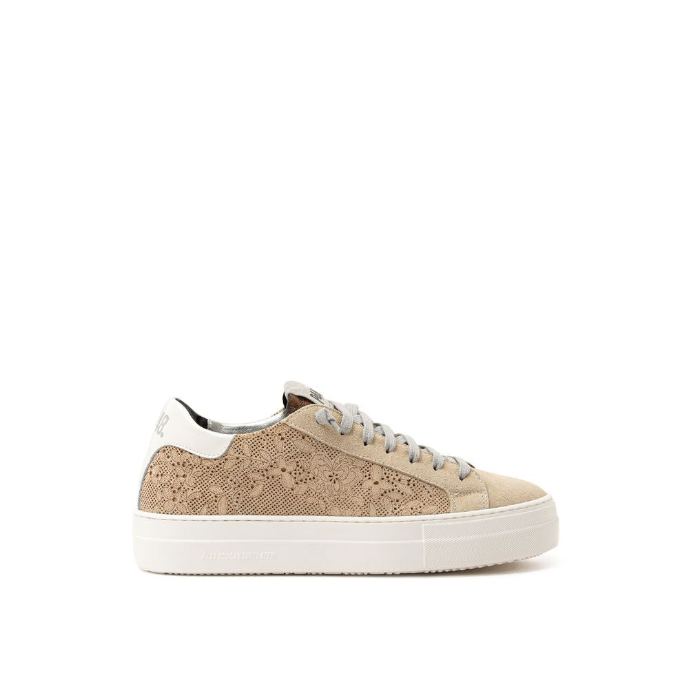 Baskets de sport en cuir beige P448