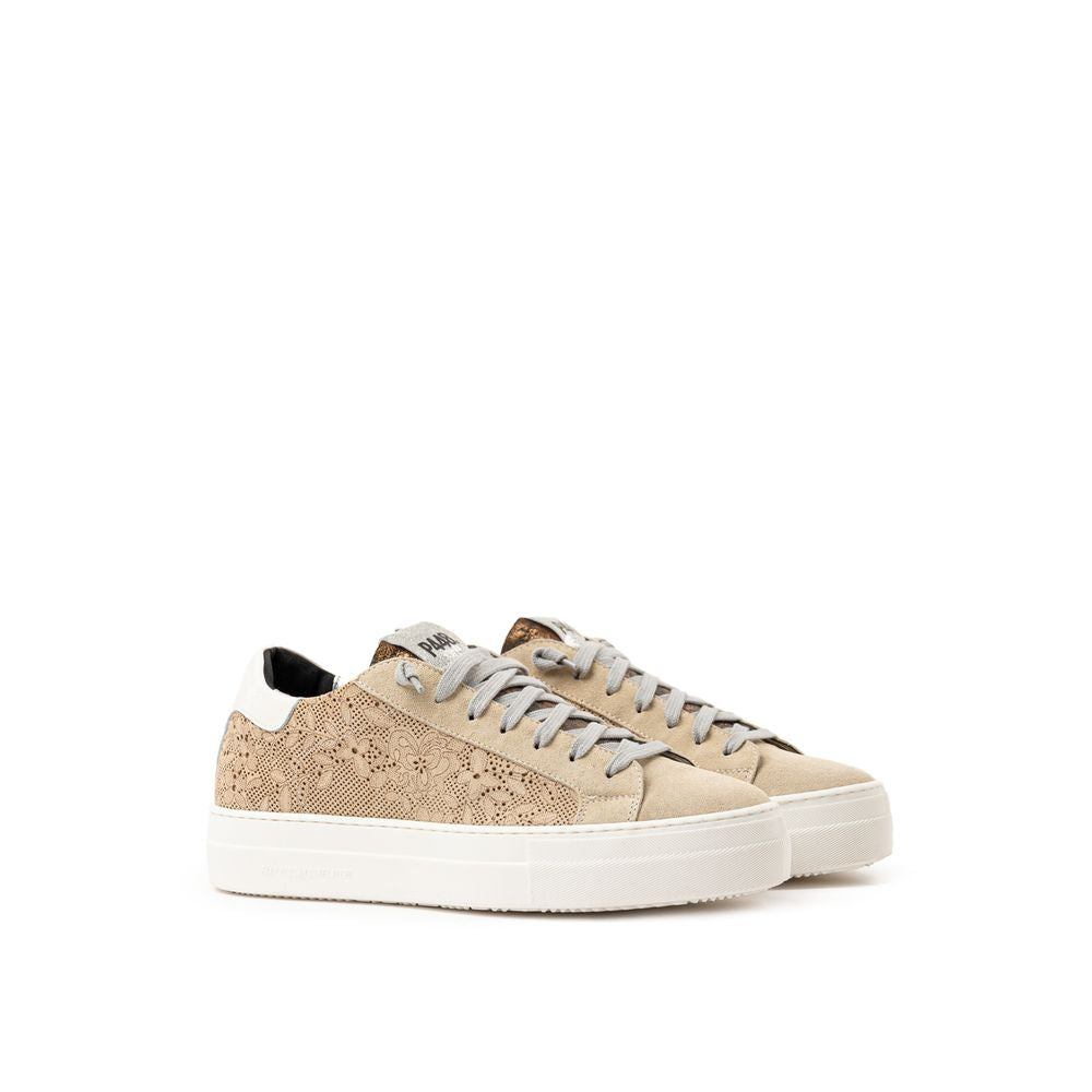 Baskets de sport en cuir beige P448