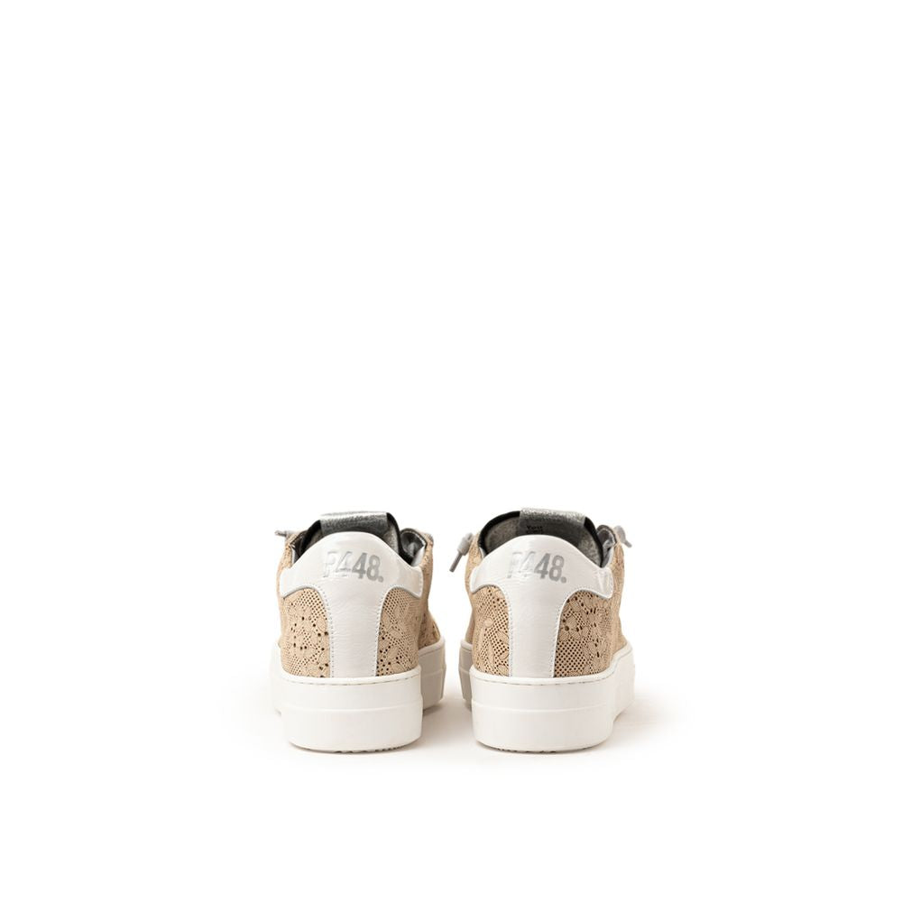 Baskets de sport en cuir beige P448