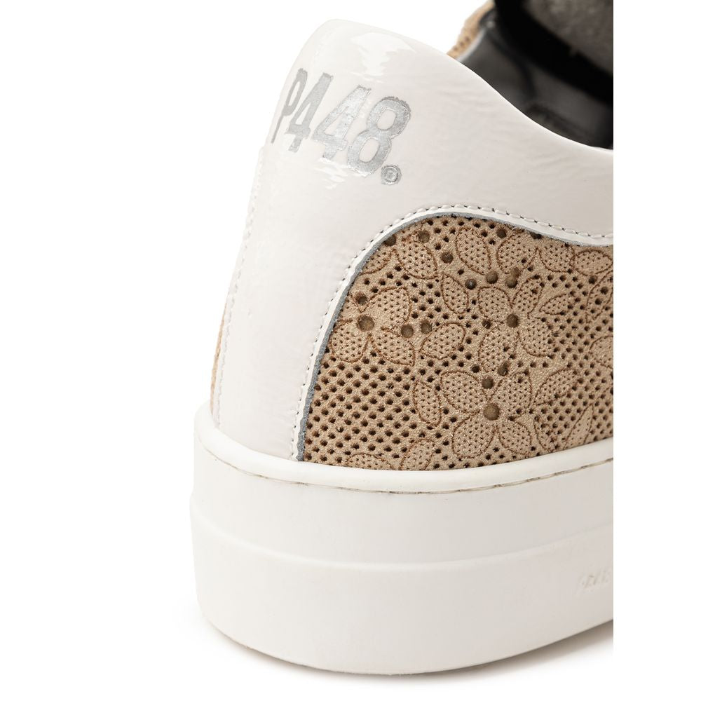 Baskets de sport en cuir beige P448