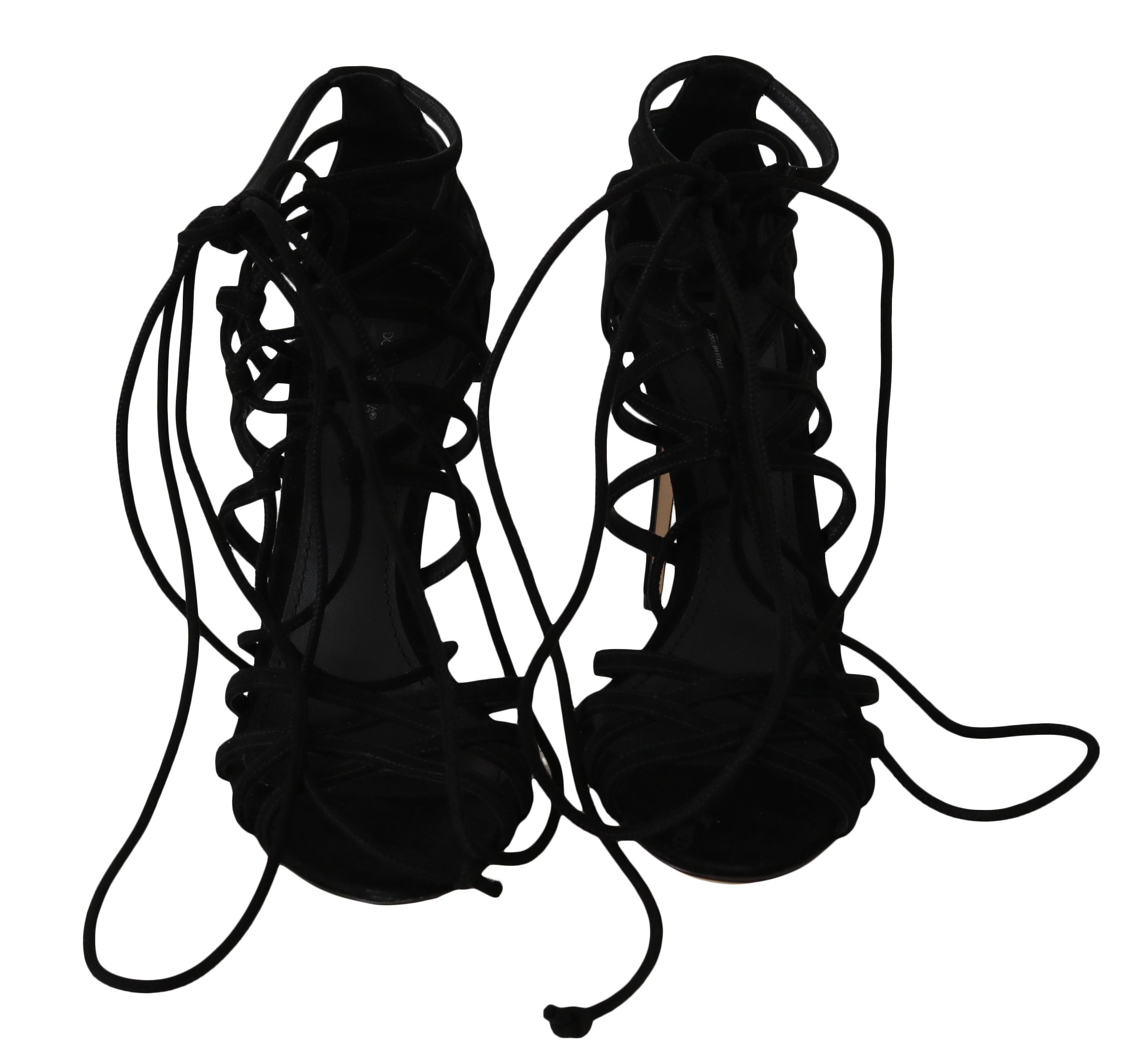 Sandales à talons aiguilles Dolce &amp; Gabbana en daim noir avec bride