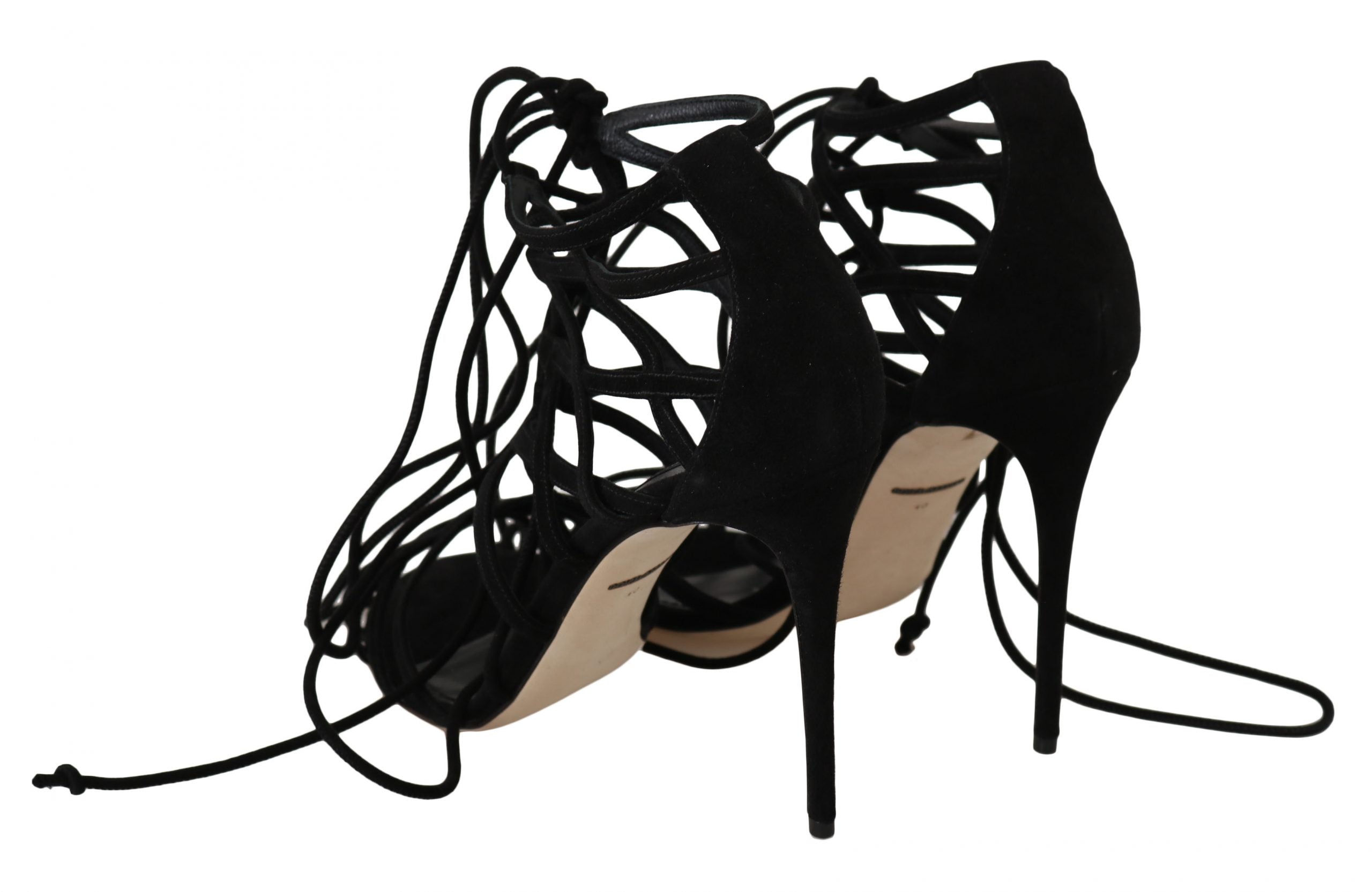 Sandales à talons aiguilles Dolce &amp; Gabbana en daim noir avec bride