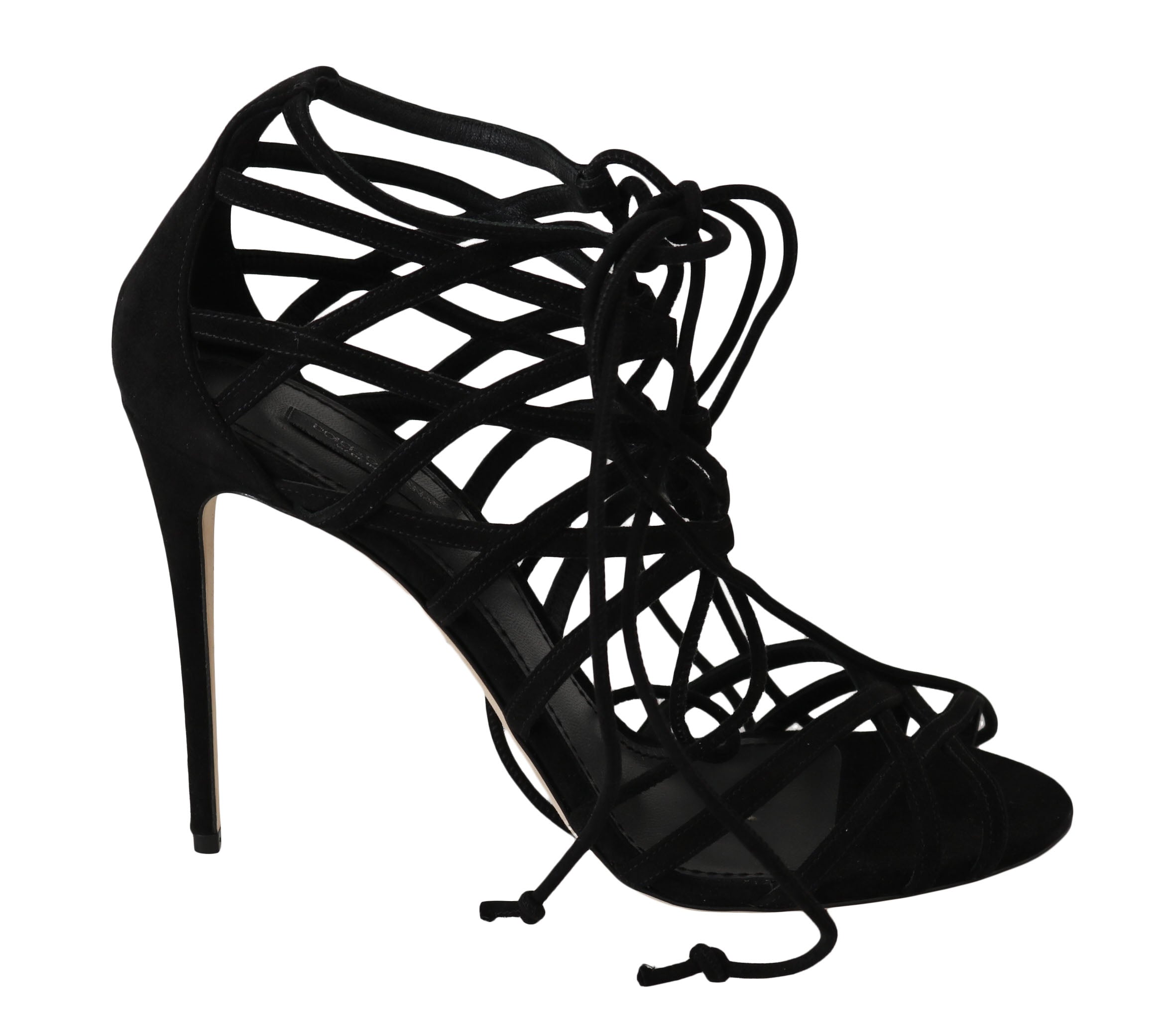 Sandales à talons aiguilles Dolce &amp; Gabbana en daim noir avec bride