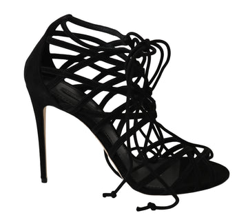 Sandales à talons aiguilles Dolce &amp; Gabbana en daim noir avec bride