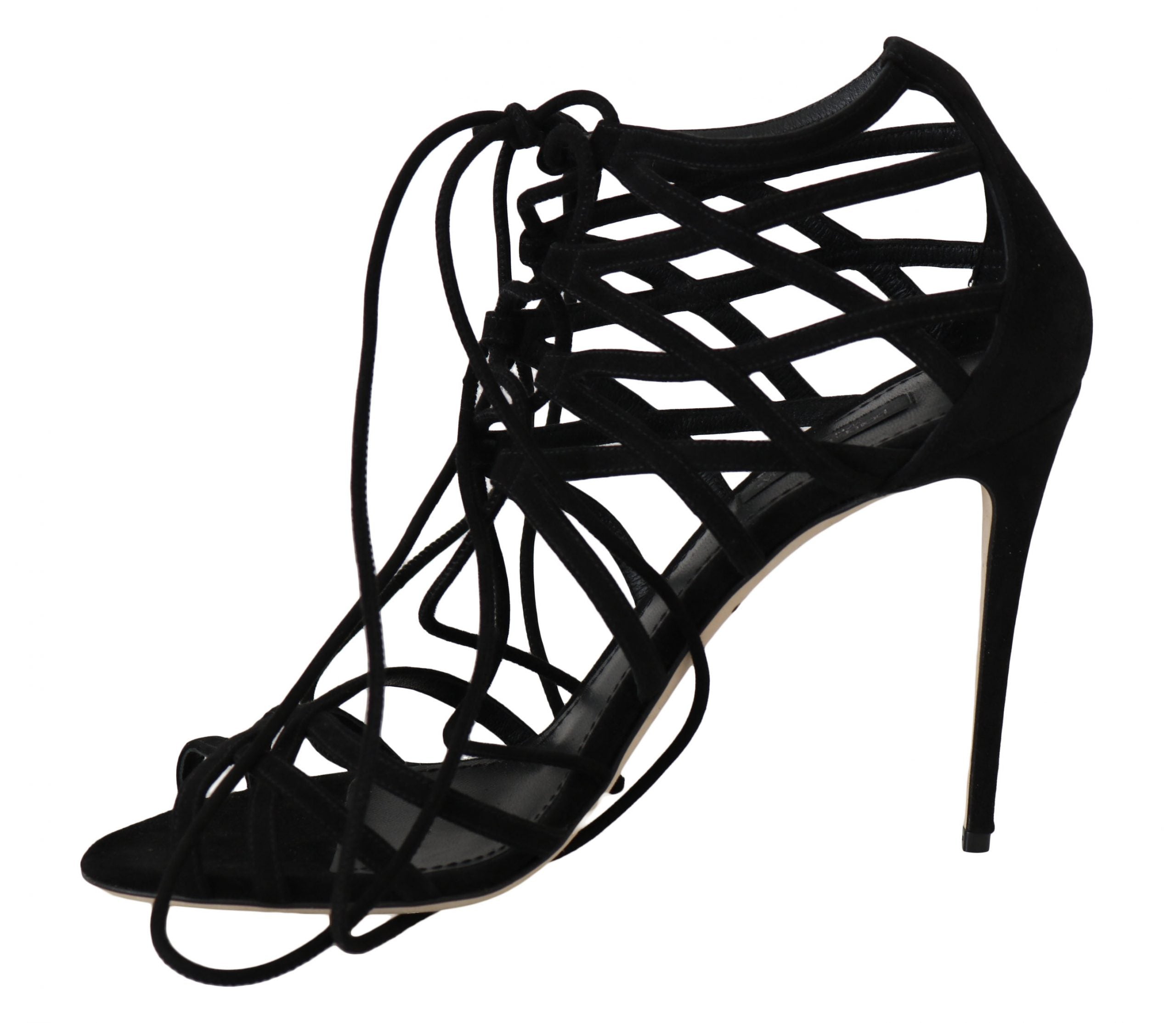Sandales à talons aiguilles Dolce &amp; Gabbana en daim noir avec bride
