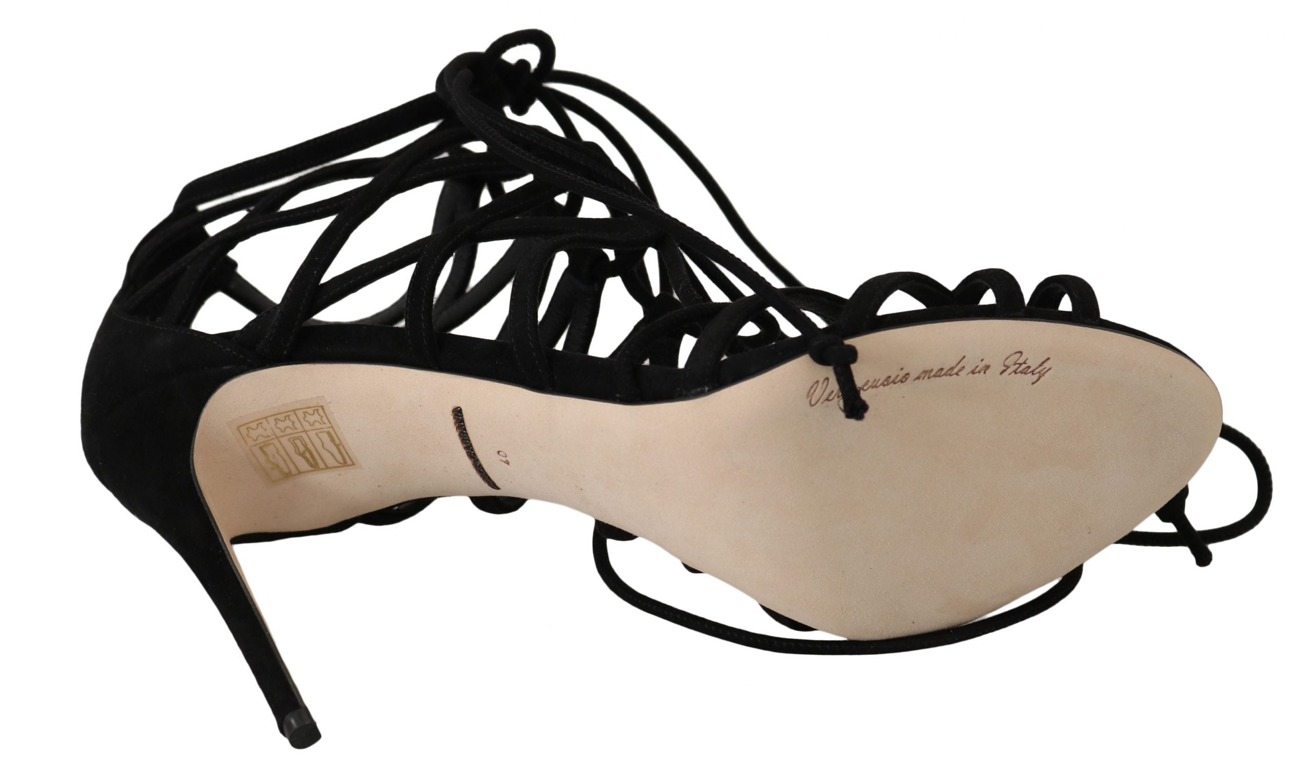 Sandales à talons aiguilles Dolce &amp; Gabbana en daim noir avec bride