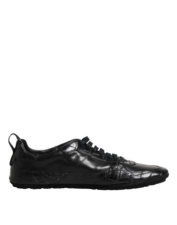 Dolce &amp; Gabbana Black Exotic Leather Low Top Sneakers Shoes