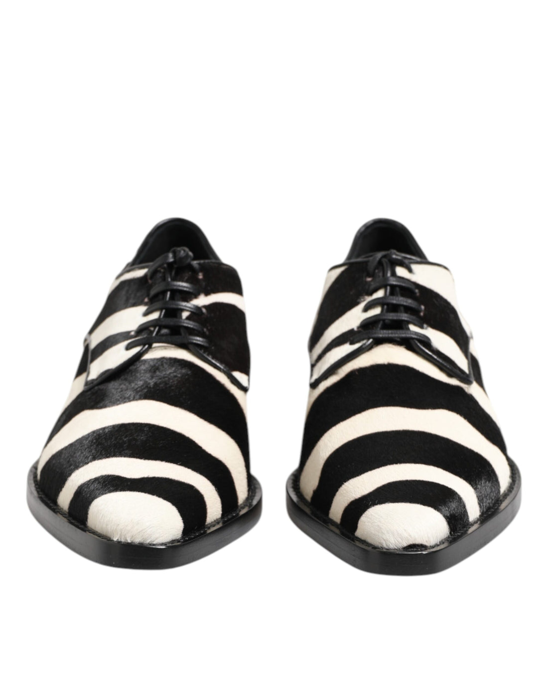 Dolce &amp; Gabbana Black White Zebra Pony Fur Dress Shoes