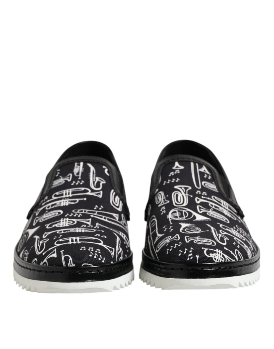 Dolce &amp; Gabbana Black Slip On Printed Men Loafers Shoes