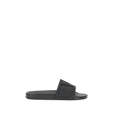 Valentino Garavani Black Rubber Flat Sandals