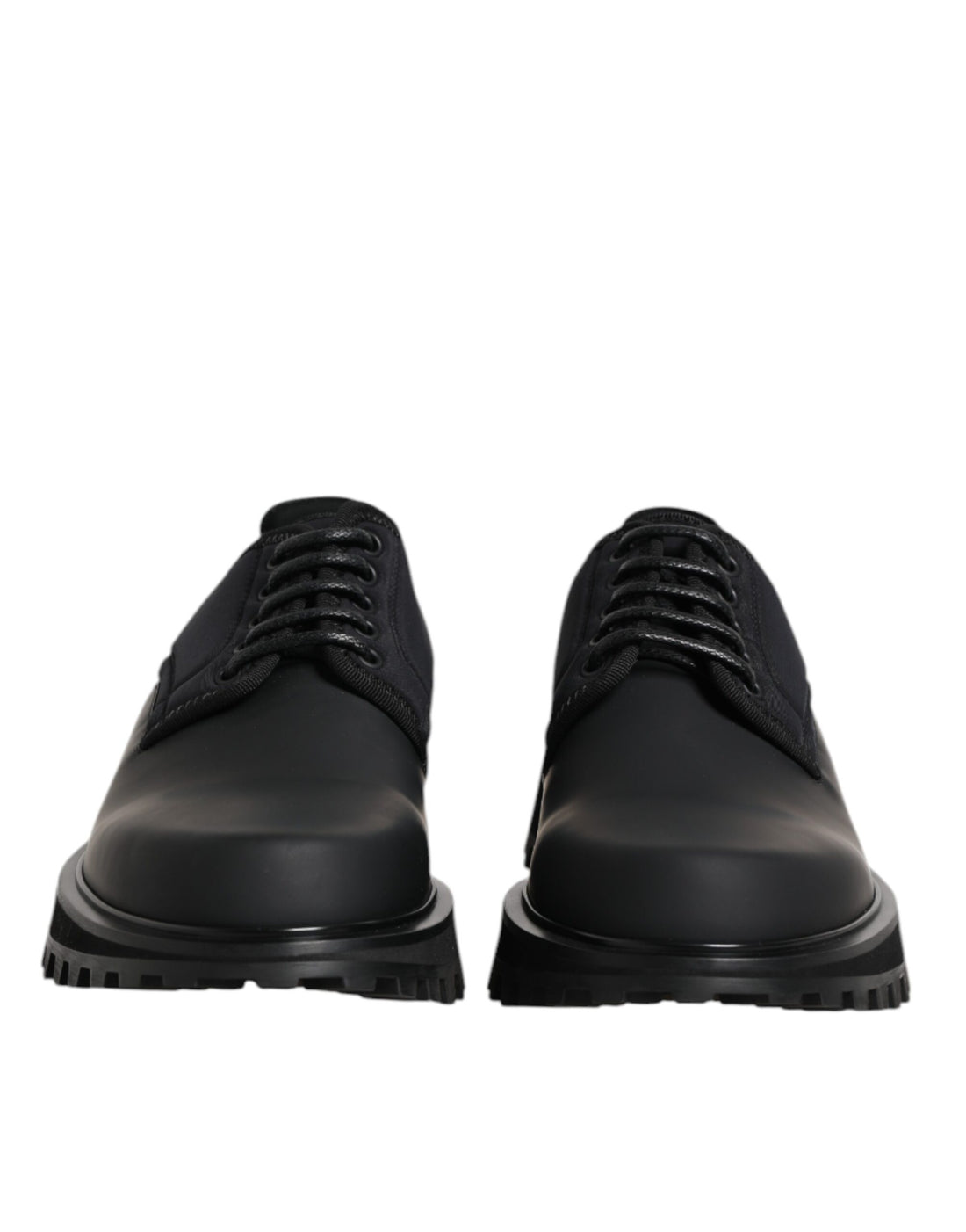 Dolce &amp; Gabbana Black Leather Lace Up Trekking Dress Shoes