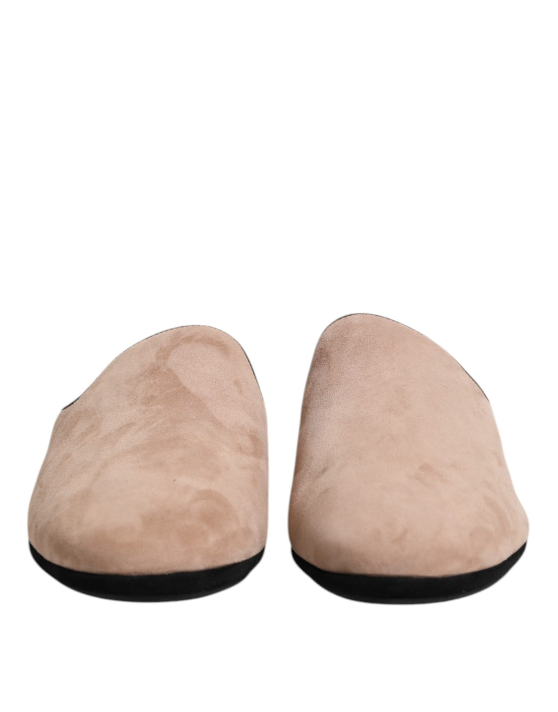 Dolce &amp; Gabbana Beige Capra Suede Slides Flat Slipper Shoes