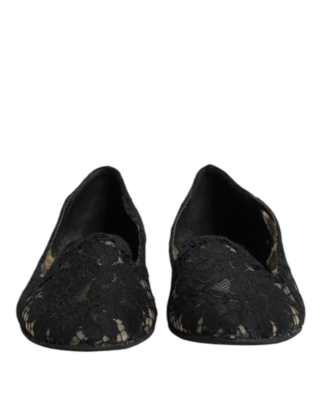 Dolce &amp; Gabbana Black Taormina Lace Slip On Flats Shoes