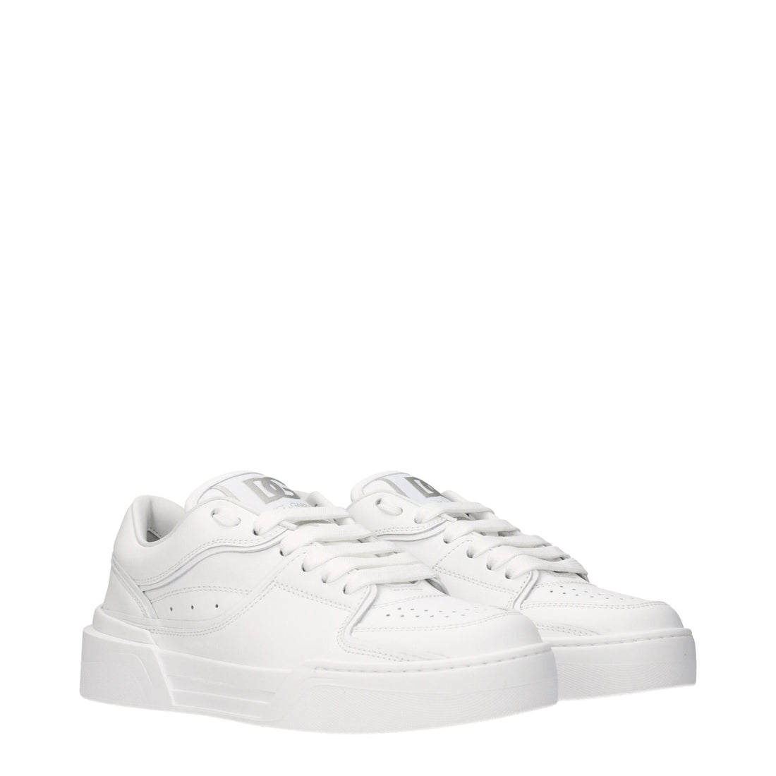 Dolce &amp; Gabbana White Leather Low Top Sneakers