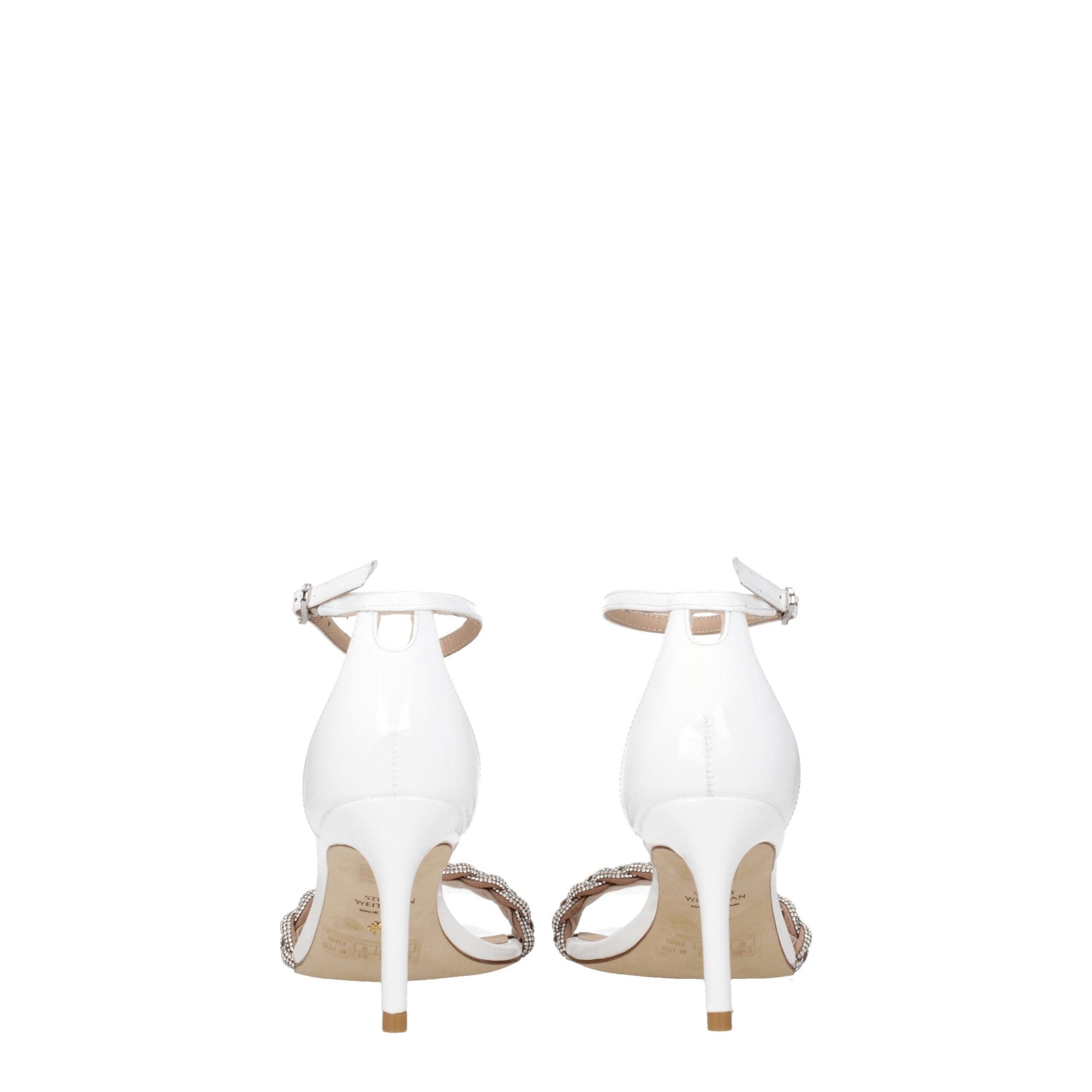 Stuart Weitzman White Leather Stiletto Heel Sandals