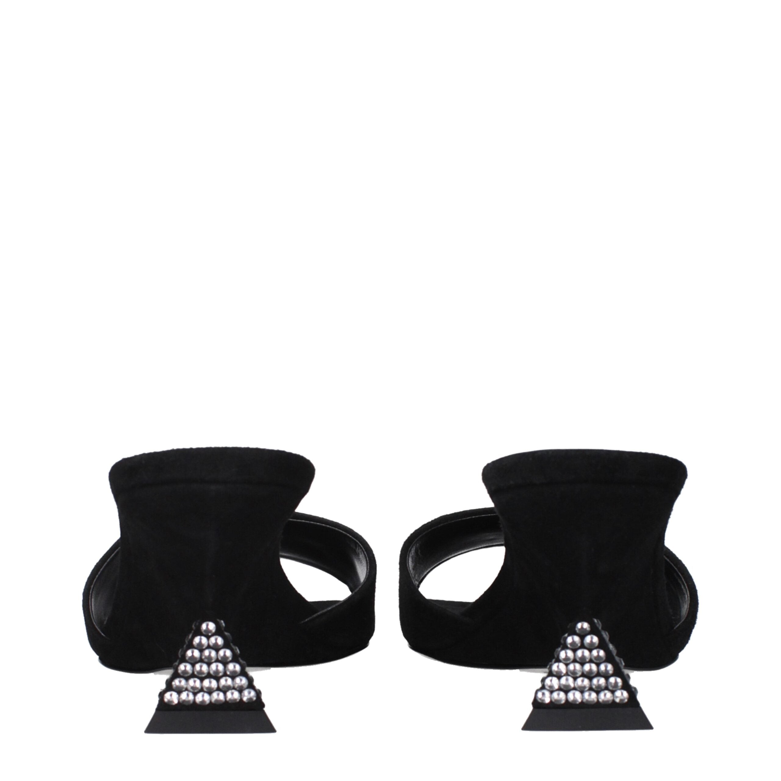 The Attico Black Leather Platform Sandals