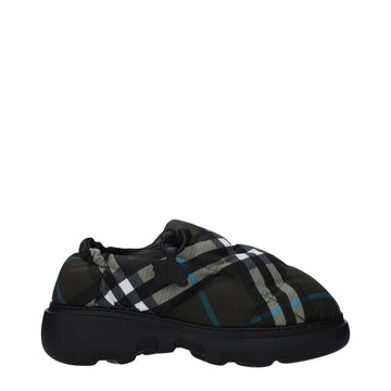 Burberry Green Fabric Slip-On Loafers