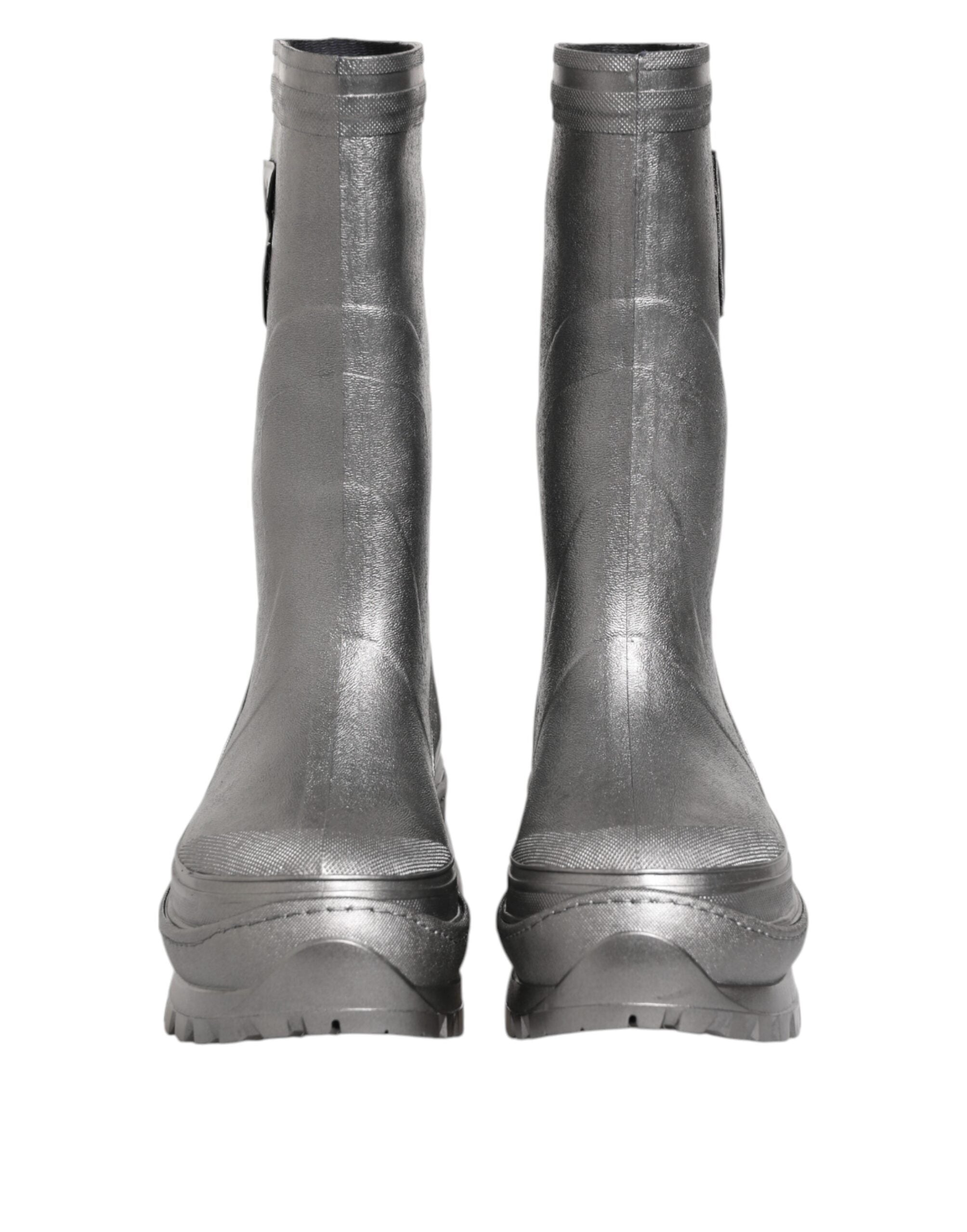 Bottes de pluie Dolce &amp; Gabbana argentées métallisées à enfiler