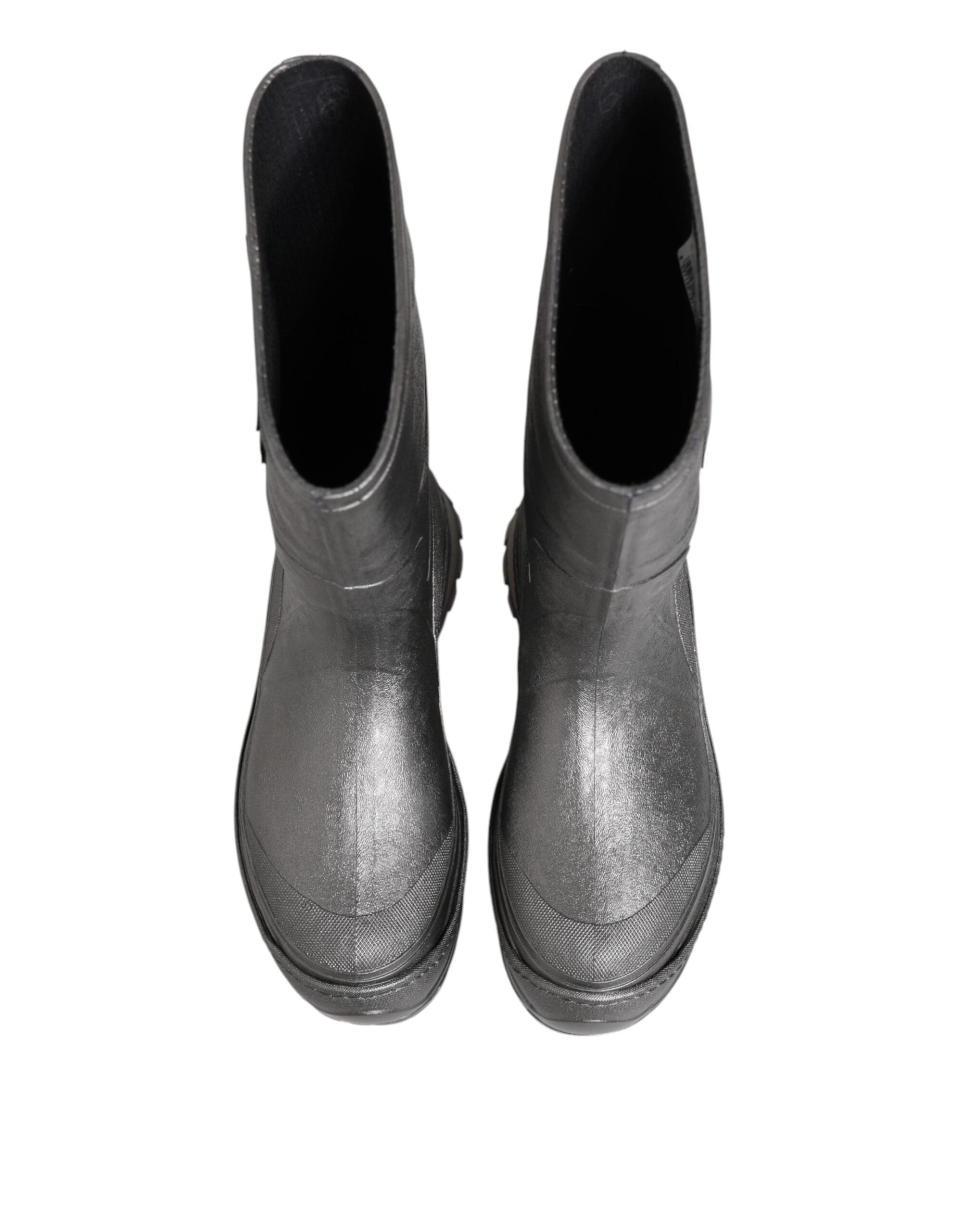 Bottes de pluie Dolce &amp; Gabbana argentées métallisées à enfiler