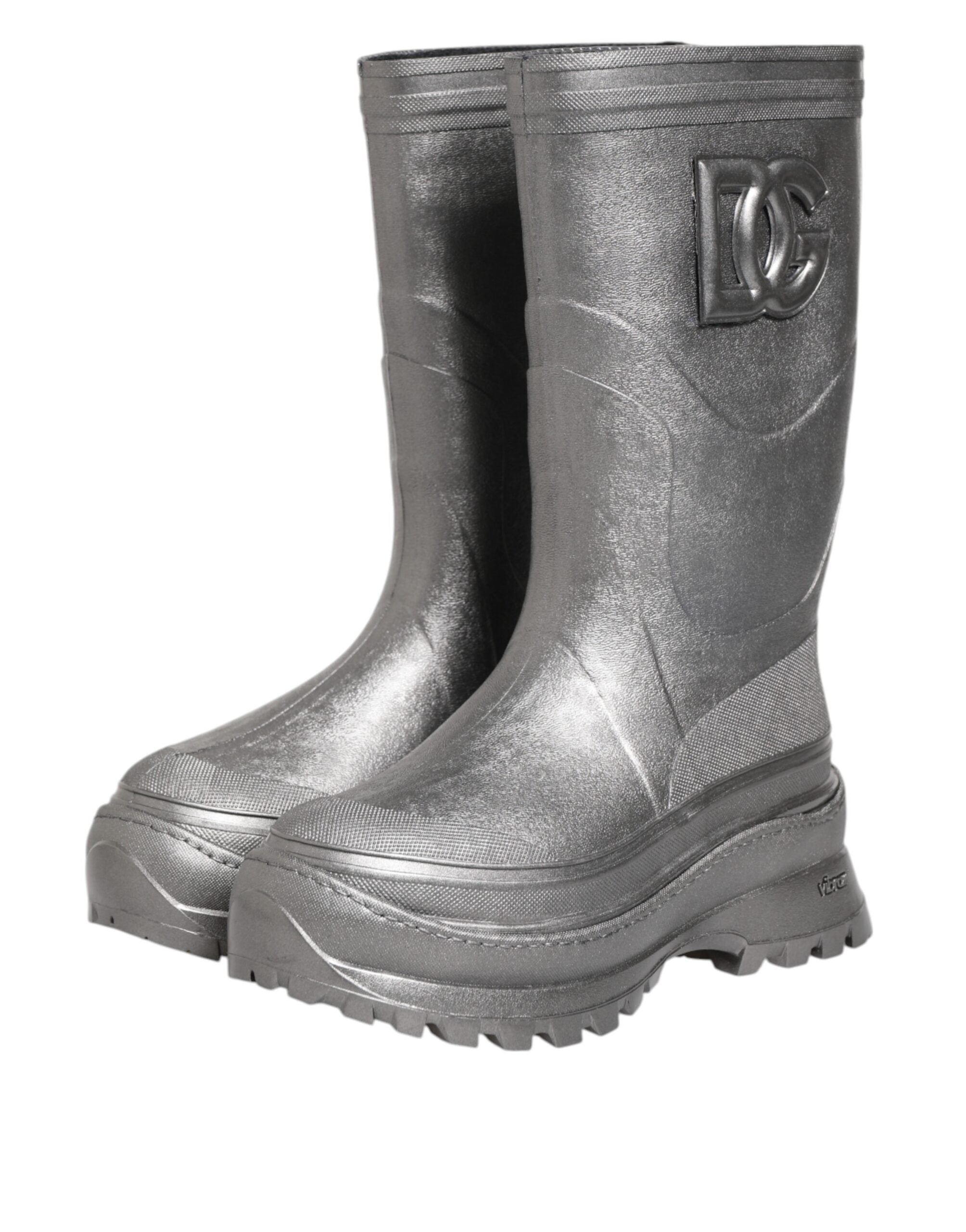 Bottes de pluie Dolce &amp; Gabbana argentées métallisées à enfiler