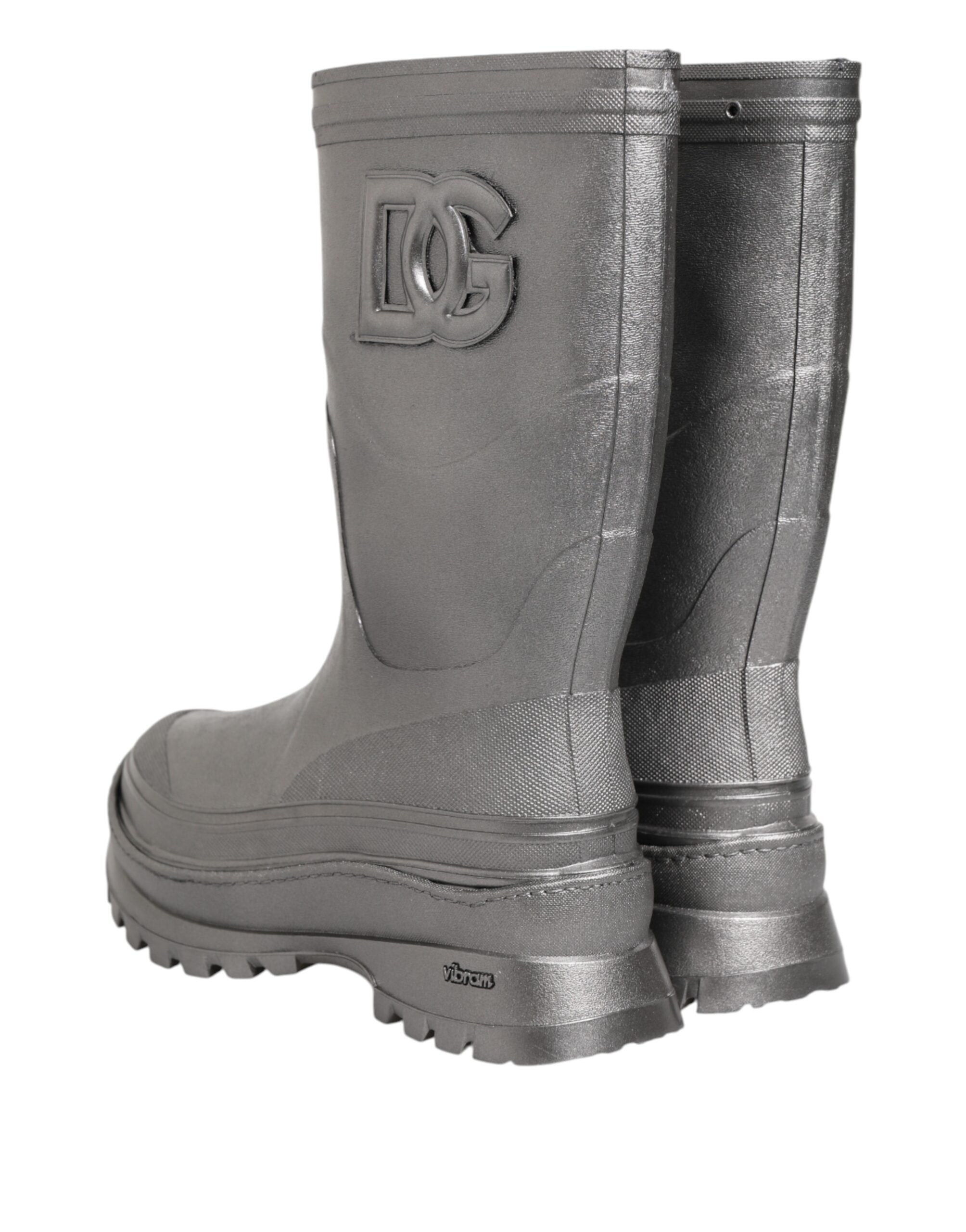 Bottes de pluie Dolce &amp; Gabbana argentées métallisées à enfiler