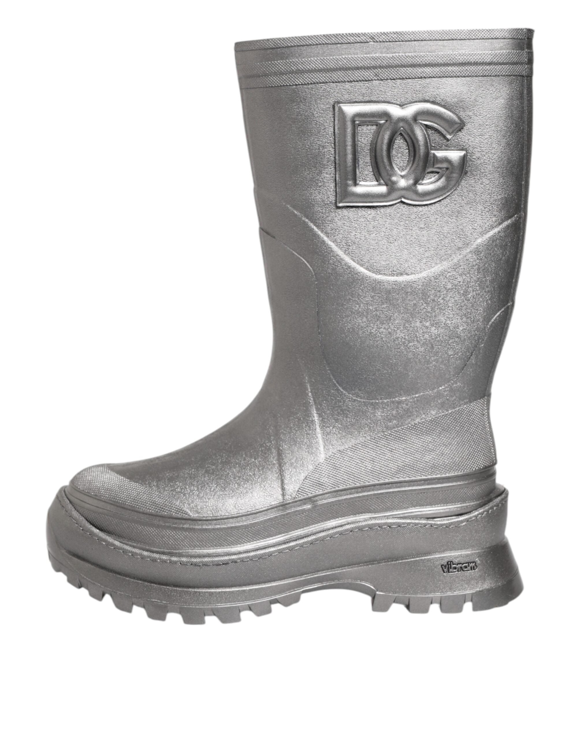 Bottes de pluie Dolce &amp; Gabbana argentées métallisées à enfiler