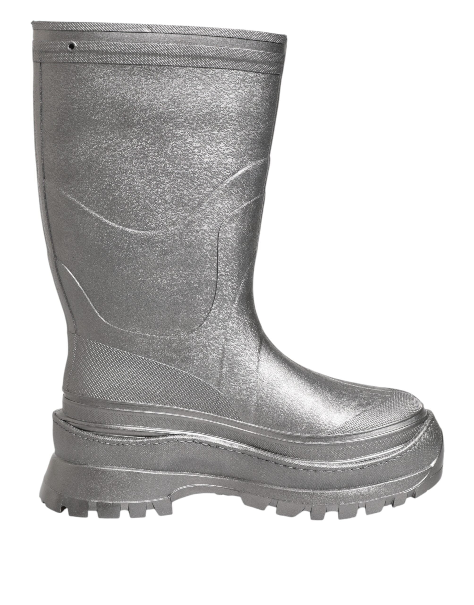 Bottes de pluie Dolce &amp; Gabbana argentées métallisées à enfiler