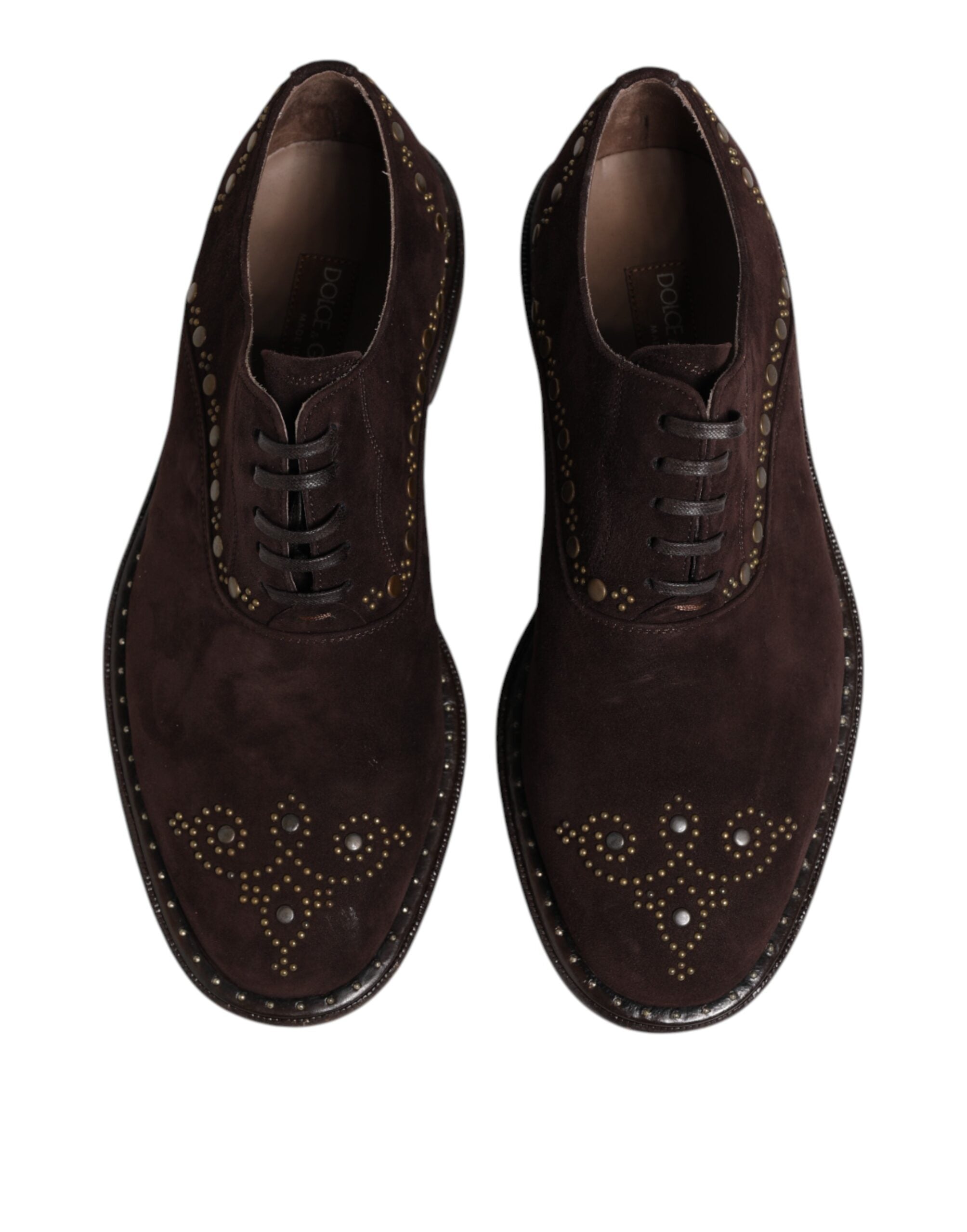 Dolce &amp; Gabbana Brown Velvet Lace Up Oxford Dress Shoes