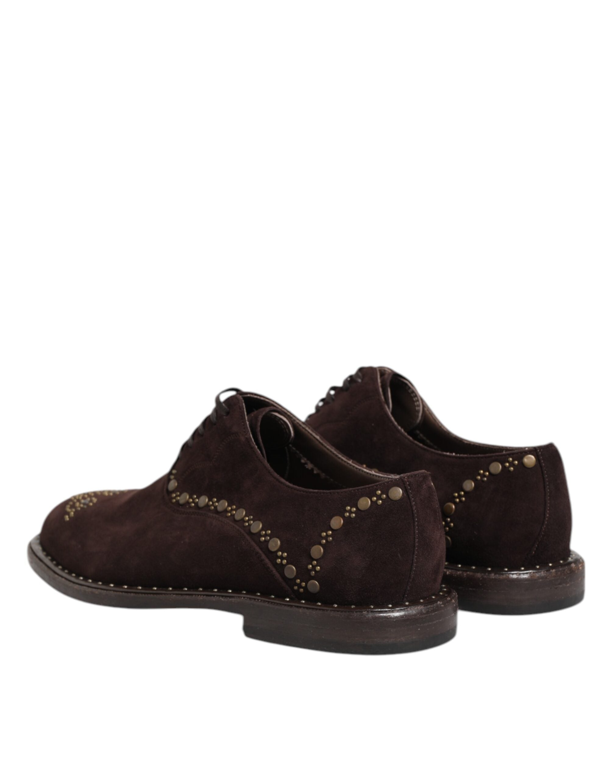 Dolce &amp; Gabbana Brown Velvet Lace Up Oxford Dress Shoes