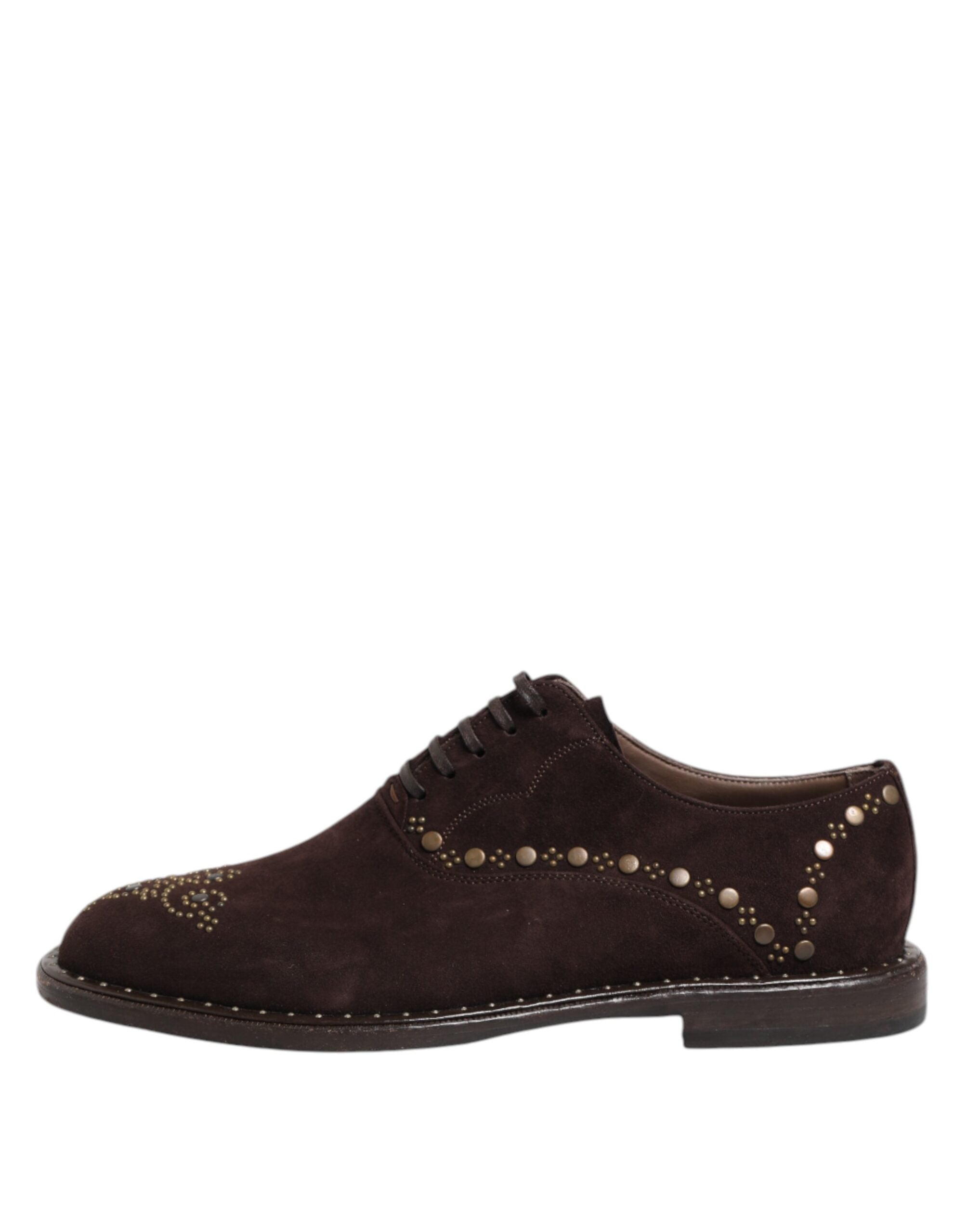Dolce &amp; Gabbana Brown Velvet Lace Up Oxford Dress Shoes