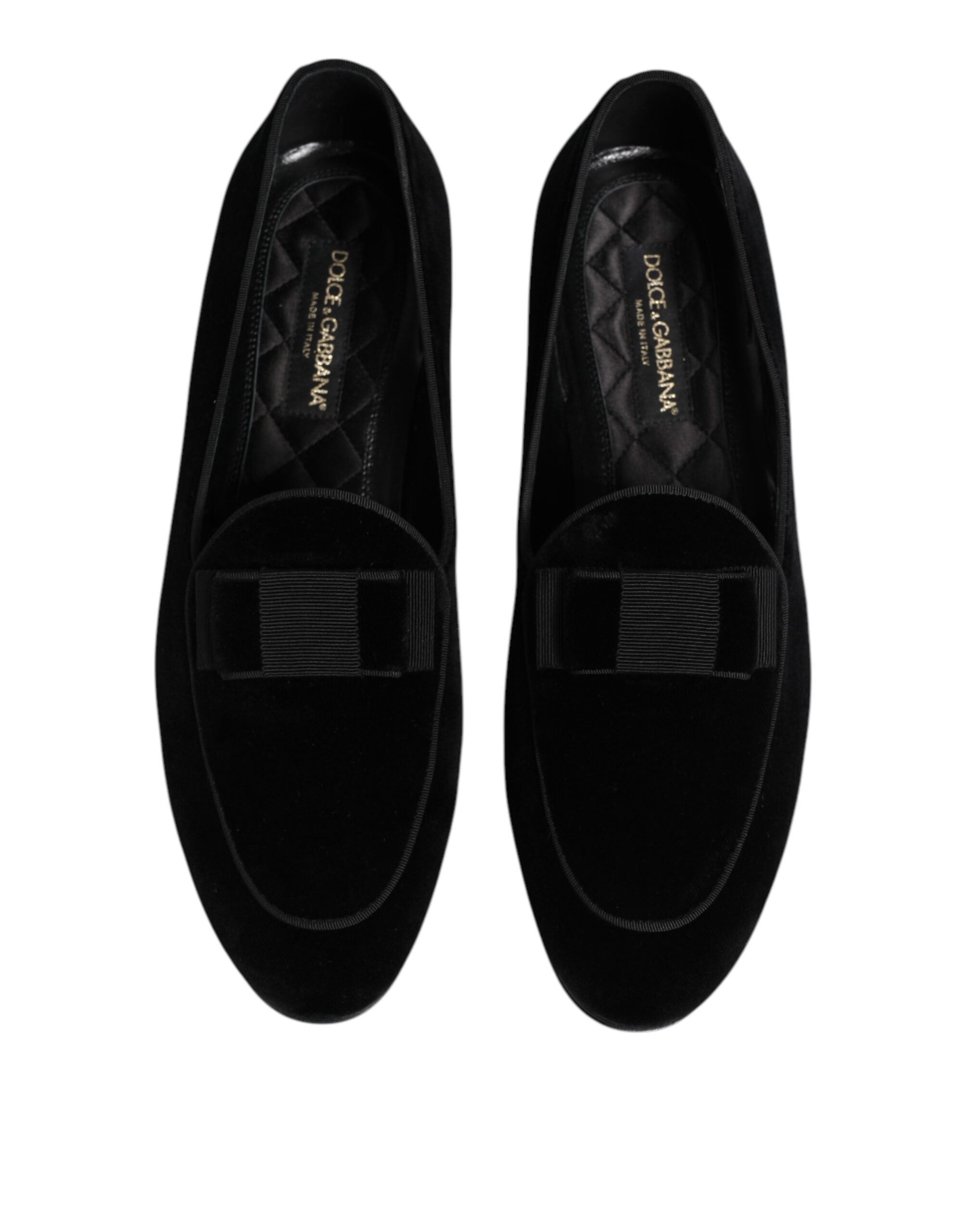 Dolce &amp; Gabbana Black Velvet Loafers Formal Men Dress Shoes