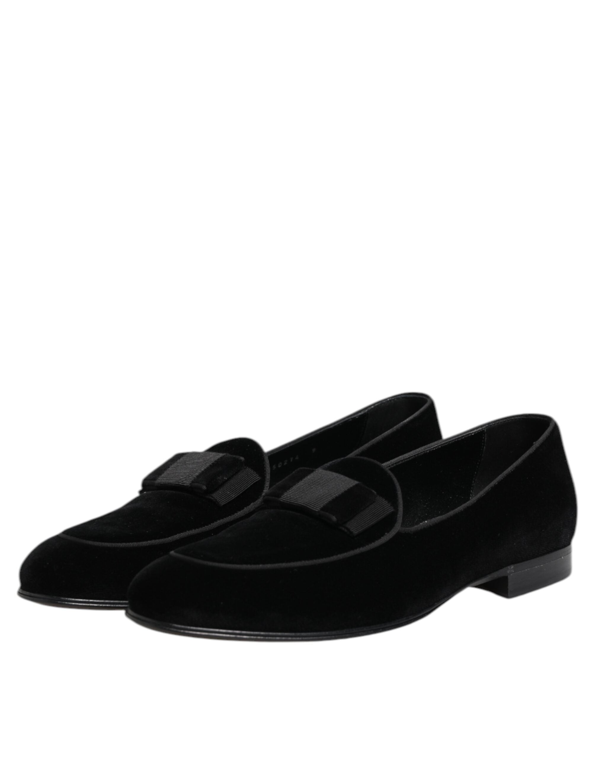 Dolce &amp; Gabbana Black Velvet Loafers Formal Men Dress Shoes