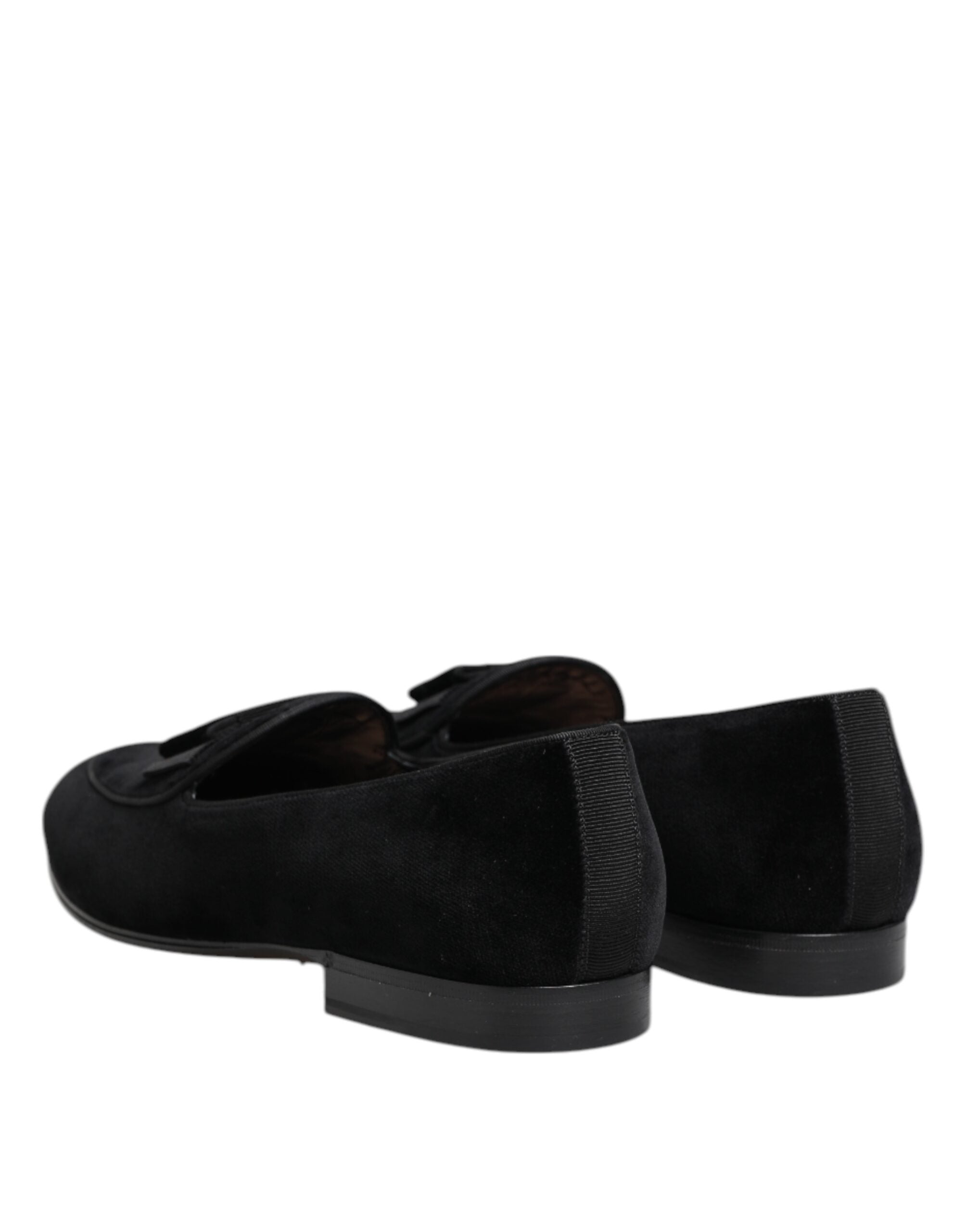 Dolce &amp; Gabbana Black Velvet Loafers Formal Men Dress Shoes