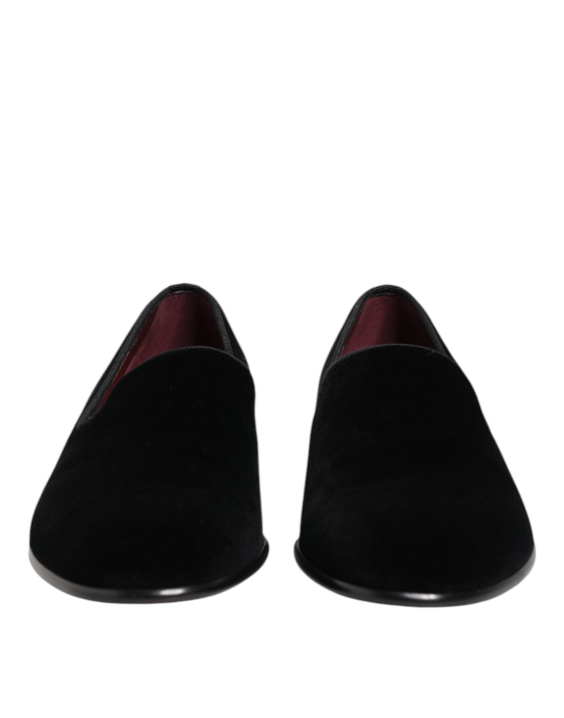 Dolce &amp; Gabbana Black Velvet Slip On Loafers Men Formal Shoes