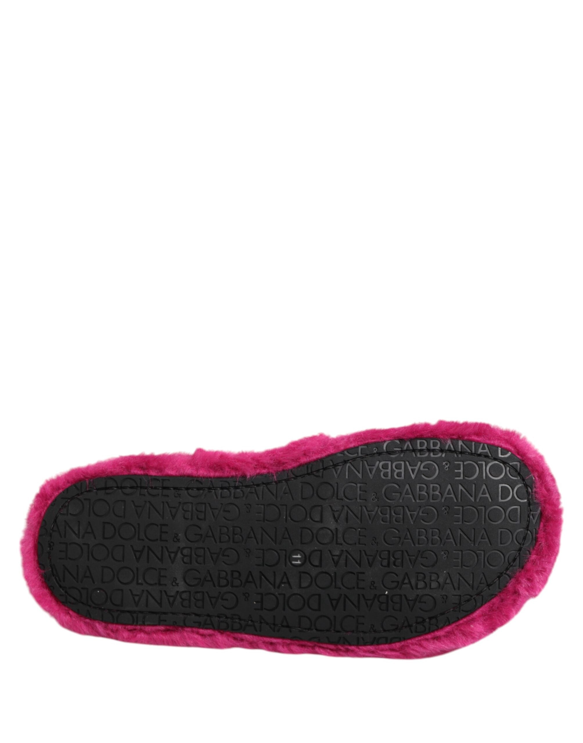 Dolce &amp; Gabbana Pink Acrylic Faux Fur Mens Flats Sandals Shoes