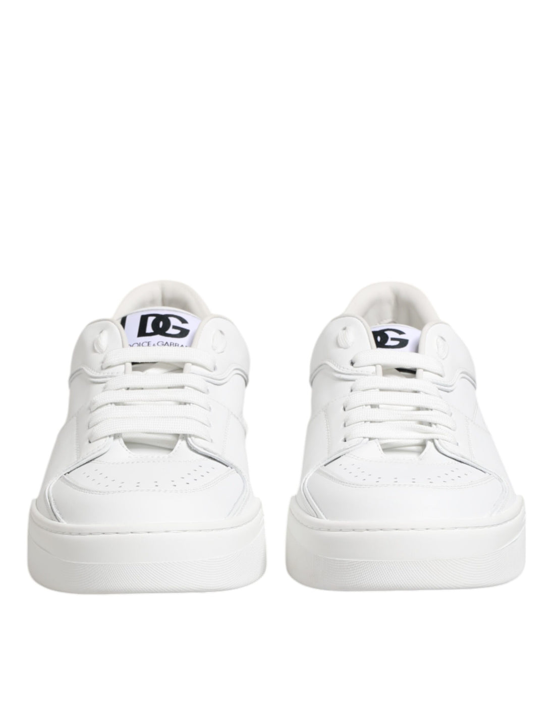 Dolce &amp; Gabbana White Miami Leather Low Top Sneakers Shoes