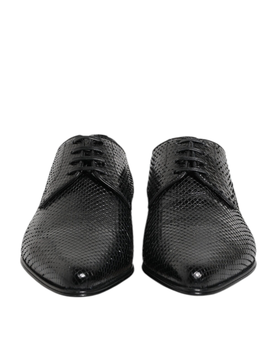 Dolce &amp; Gabbana Black Exotic Leather Lace Up Derby Shoes