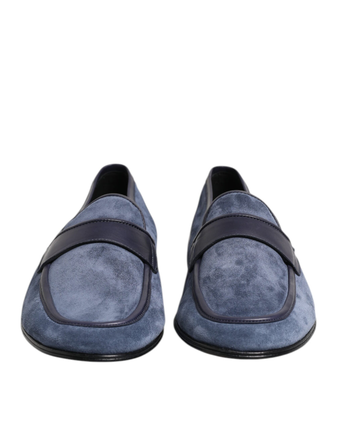 Dolce &amp; Gabbana Blue Suede Leather Loafers Moccasin Shoes