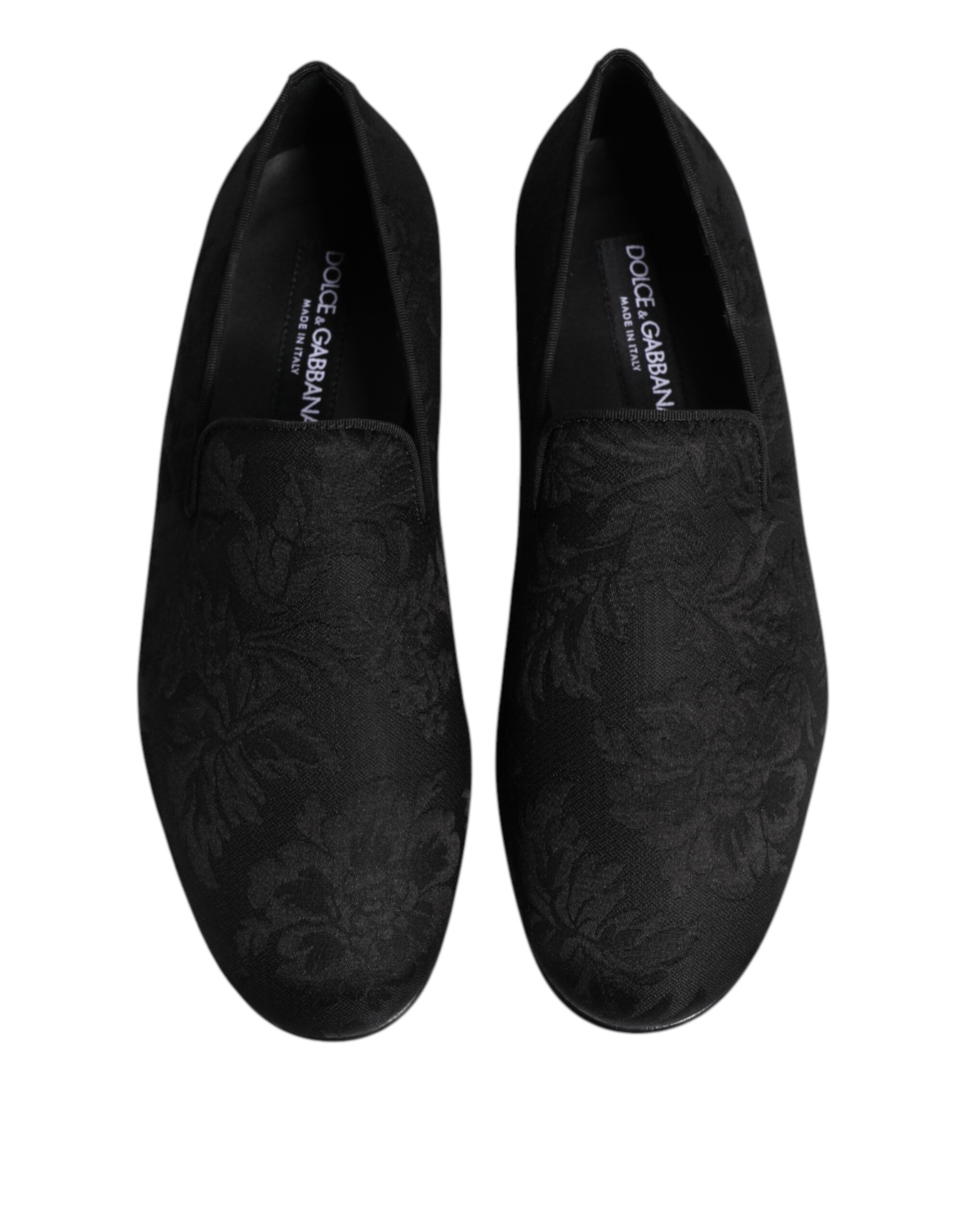 Dolce &amp; Gabbana Black Floral Brocade Loafers Men Dress Shoes