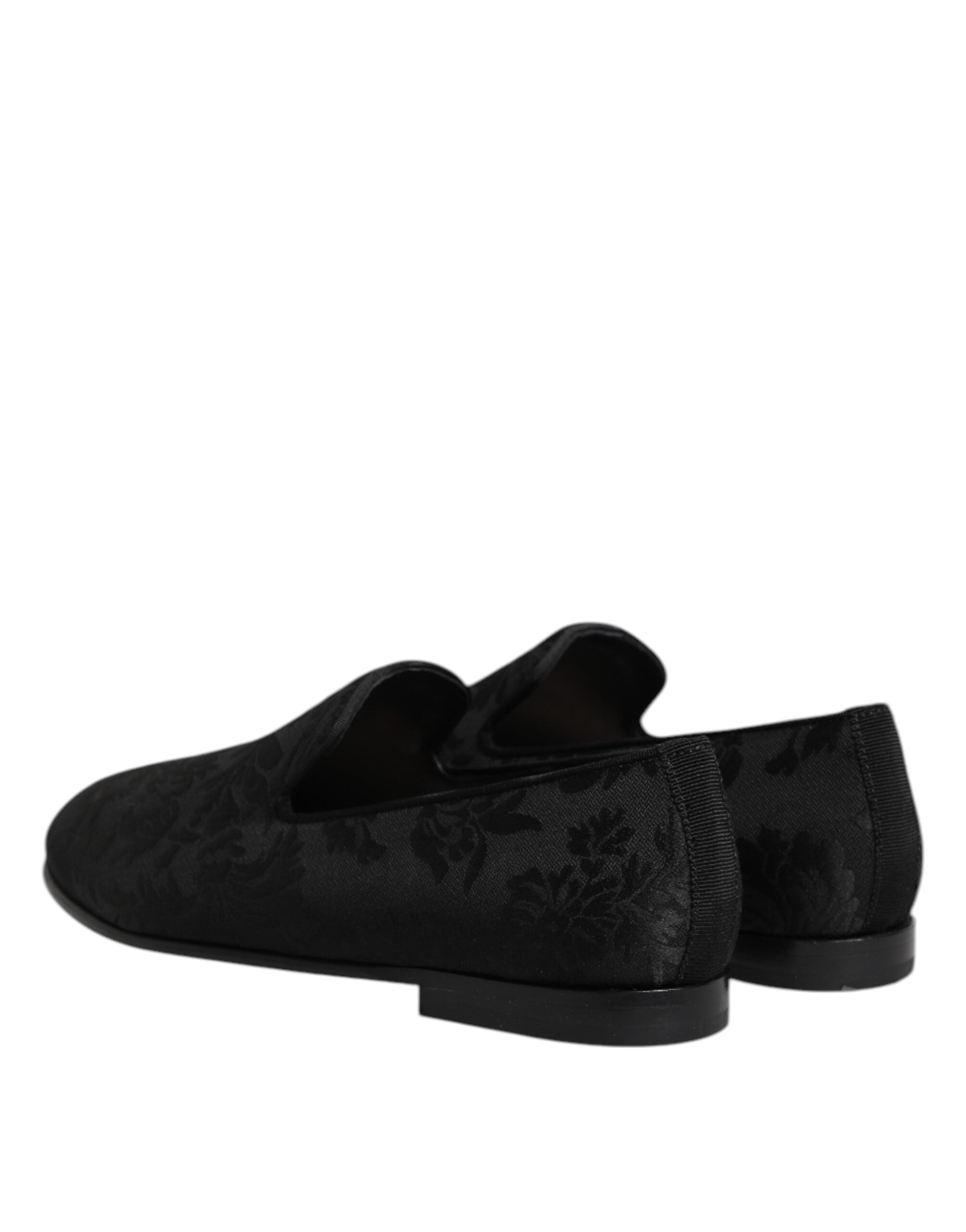 Dolce &amp; Gabbana Black Floral Brocade Loafers Men Dress Shoes