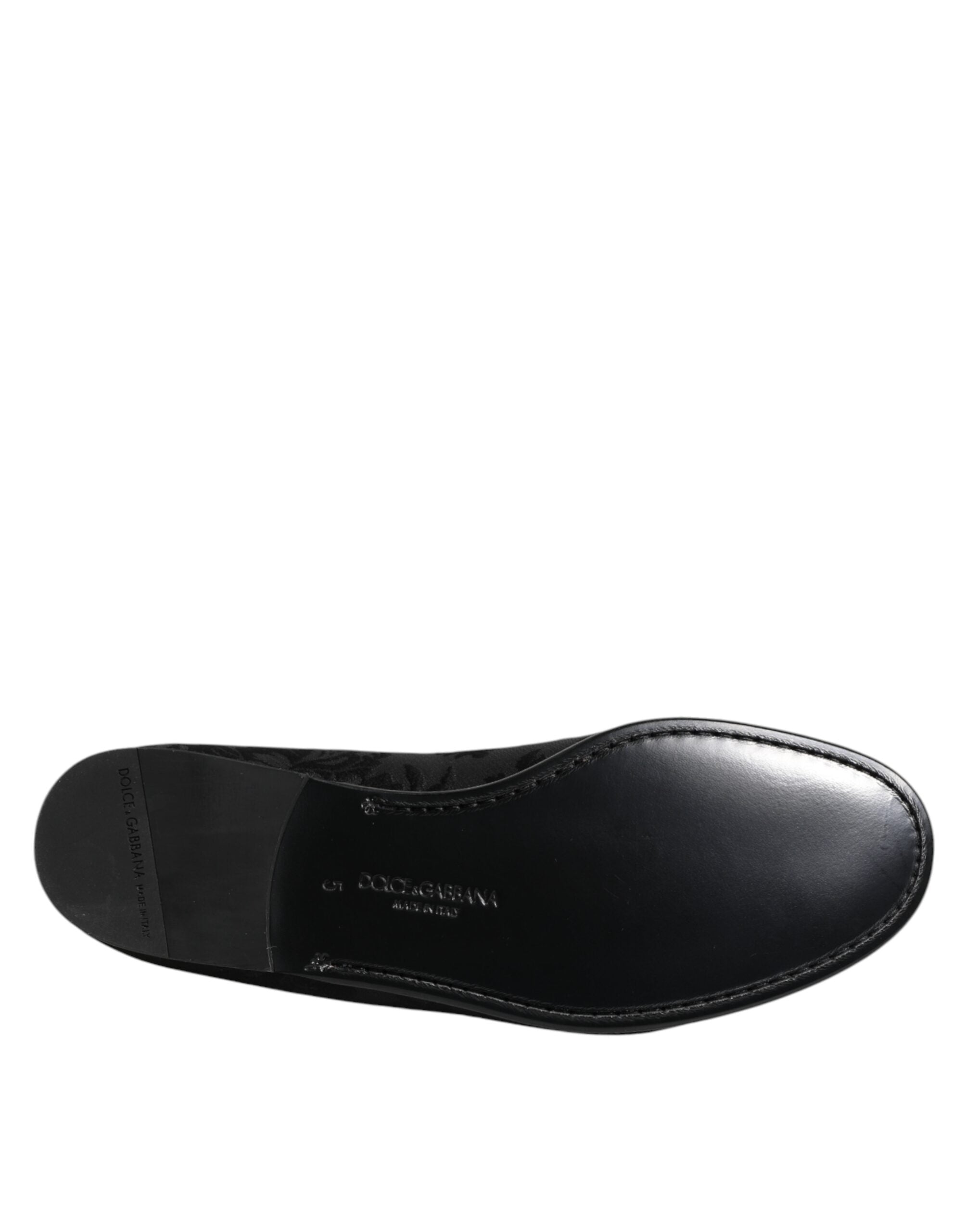 Dolce &amp; Gabbana Black Floral Brocade Loafers Men Dress Shoes
