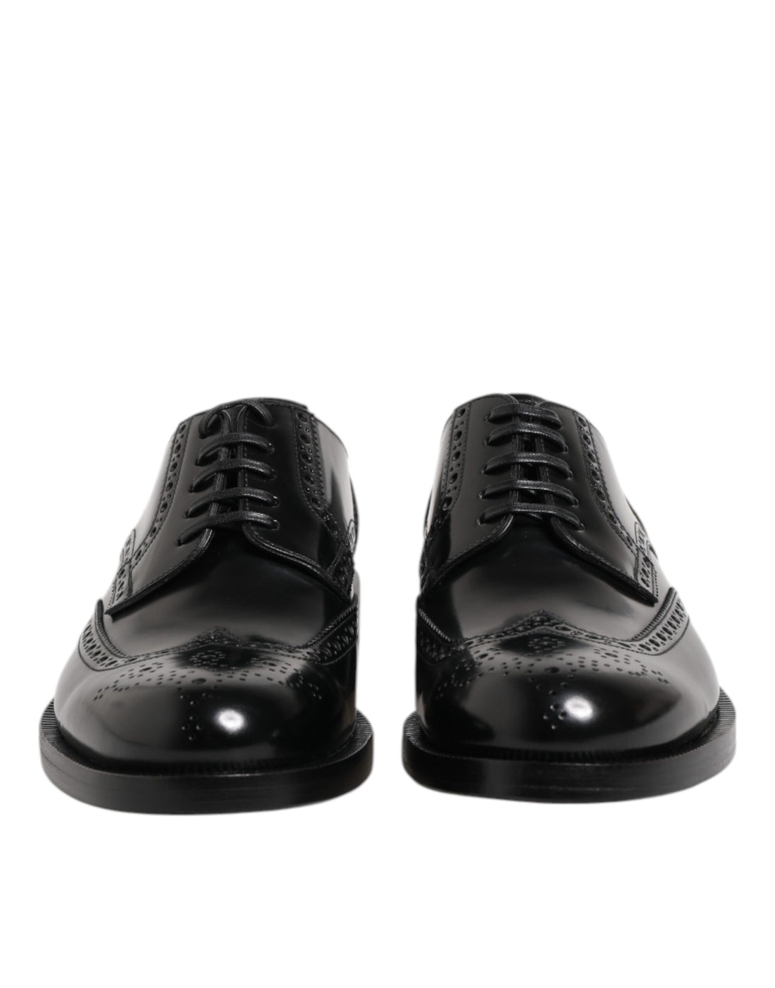 Dolce &amp; Gabbana Black Leather Derby Wingtip Formal Shoes
