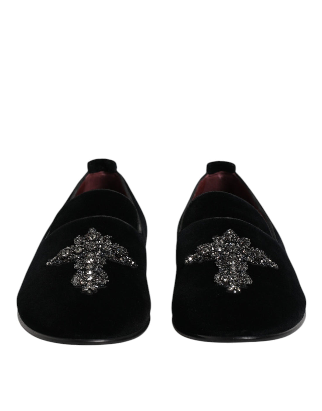 Dolce &amp; Gabbana Black Suede Cross Slip On Loafers Dress Shoes
