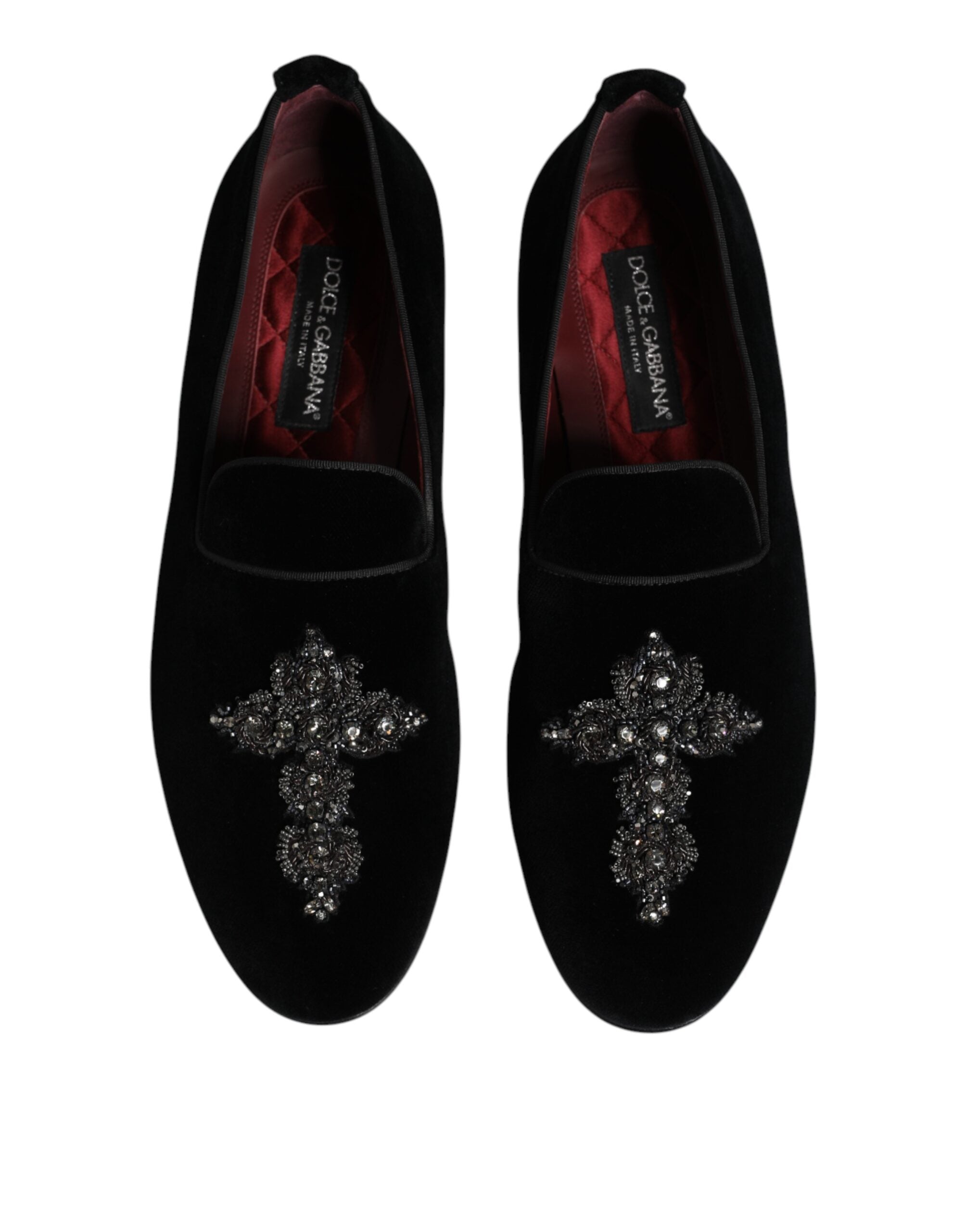Dolce &amp; Gabbana Black Suede Cross Slip On Loafers Dress Shoes